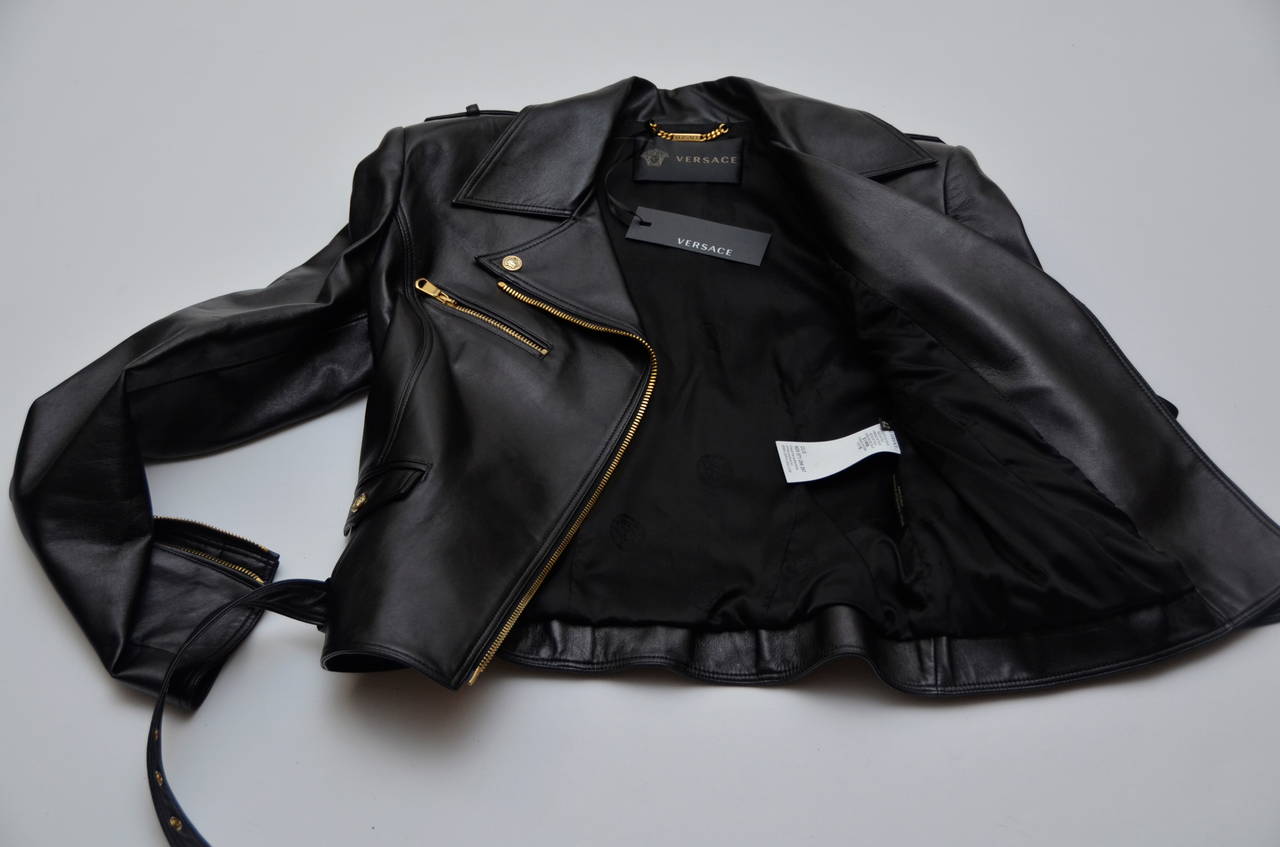 VERSACE Motorcycle  Biker Leather Jacket New 42 1