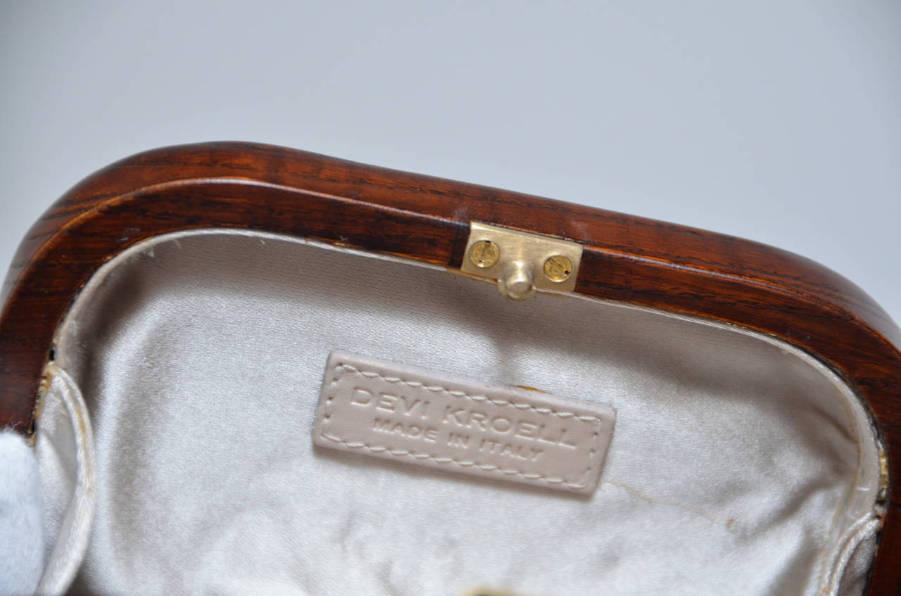 DEVI KROELL  Wood Crystal Minaudière Clutch Handbag 1
