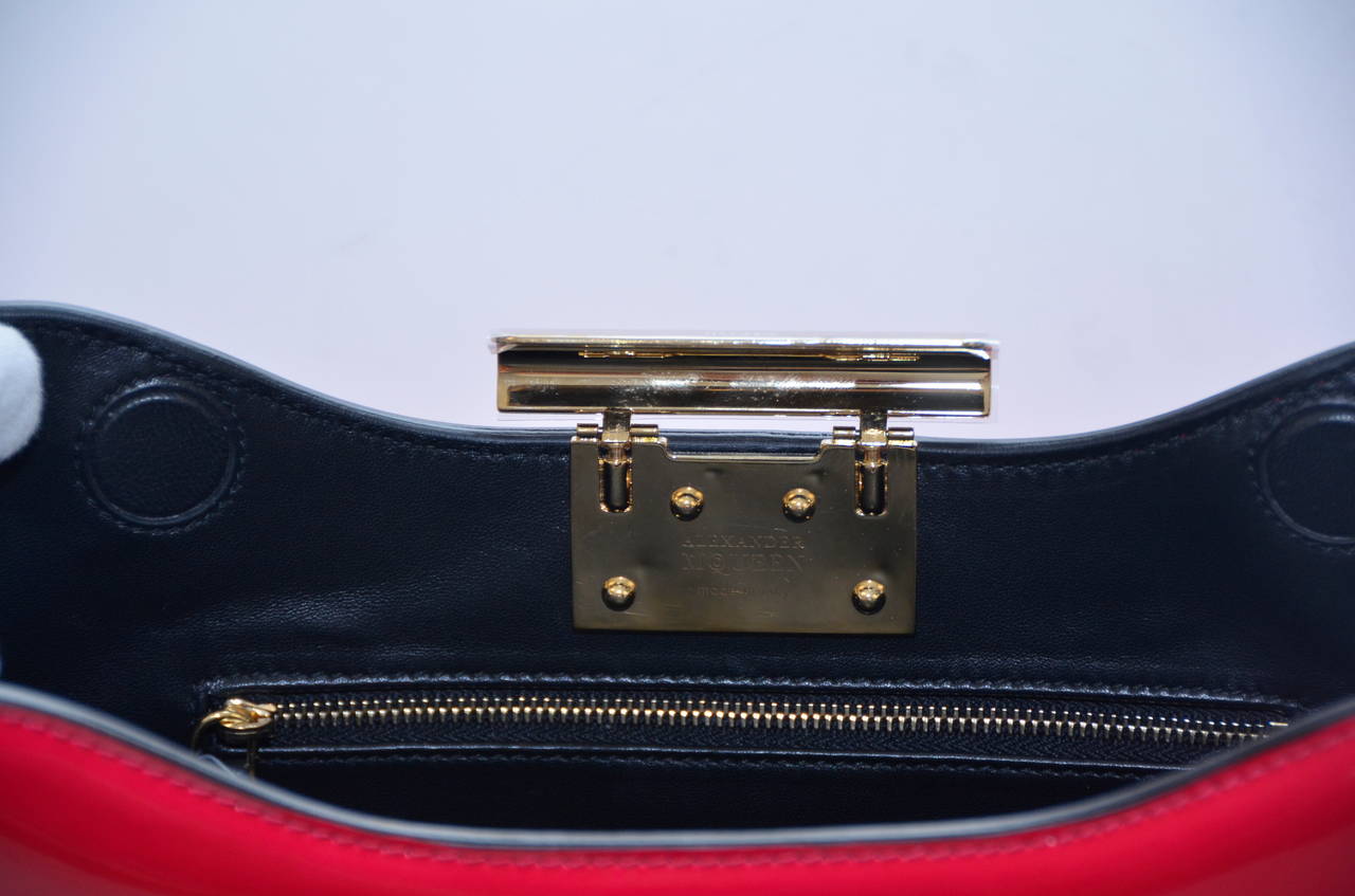 Red Alexander McQueen HOT PINK Patent Leather Clutch Handbag