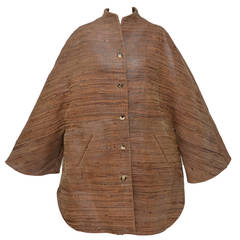 Chado Ralph Rucci Cognac Brown Leather Coat XL New
