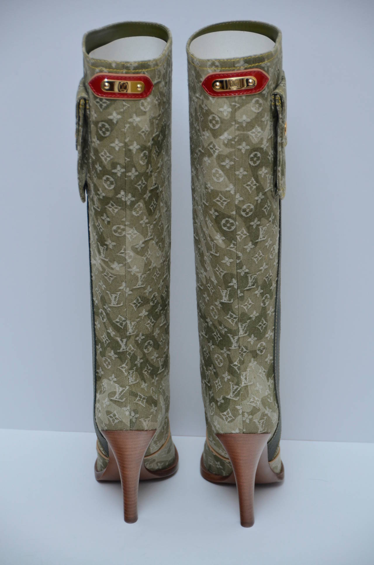 Vintage Louis Vuitton Green Monogram Knee Length Boots – Treasures