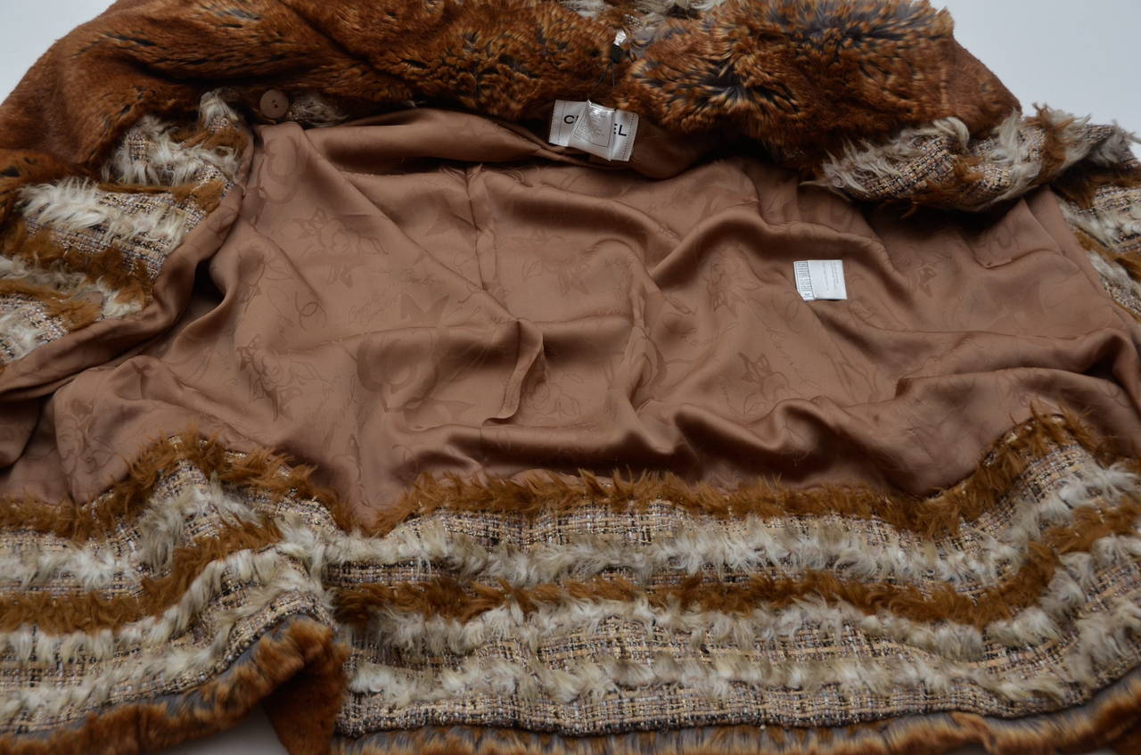 CHANEL  Fringed Tweed Fantasy Faux Fur Coat  2010 46FR 3