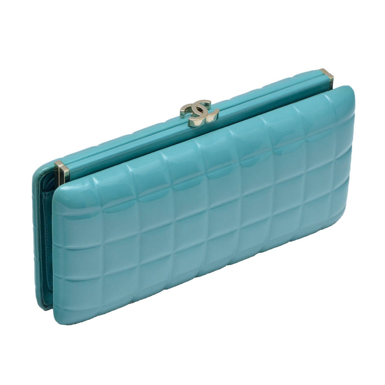 CHANEL Patent  Clutch Handbag Turquoise Color New