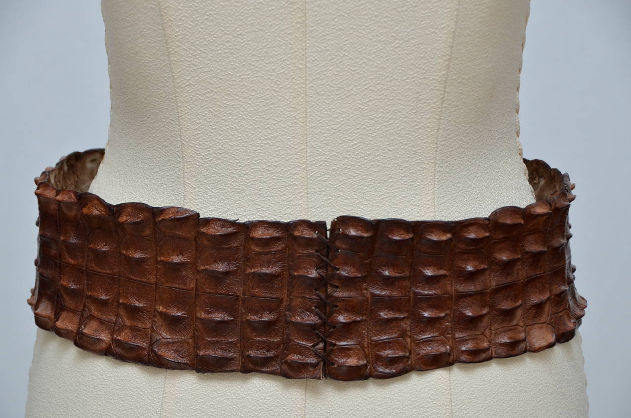 Women's Alexander McQueen Cognac Brown Crocodile  Belt