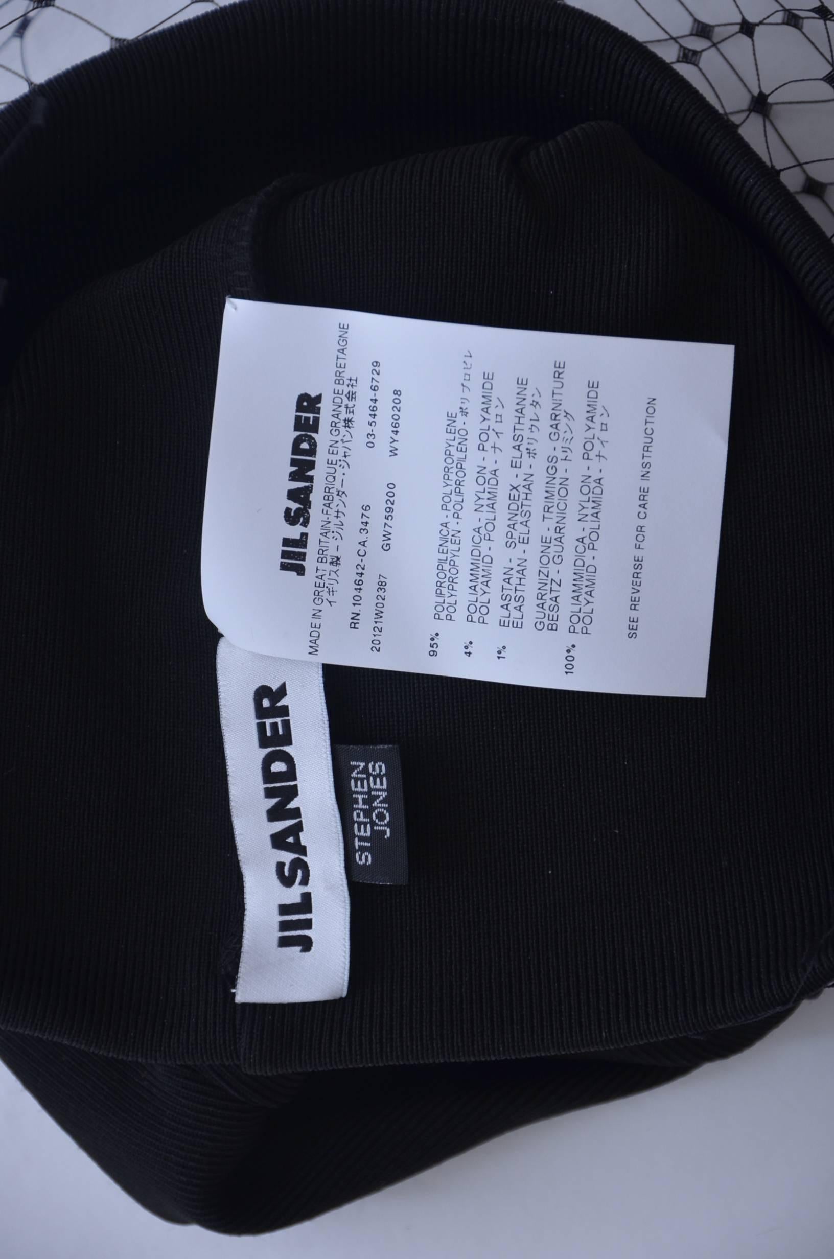 Stephen Jones für JIL SANDER Laufsteg verschleiert Beanie schwarz Hut NEU Damen