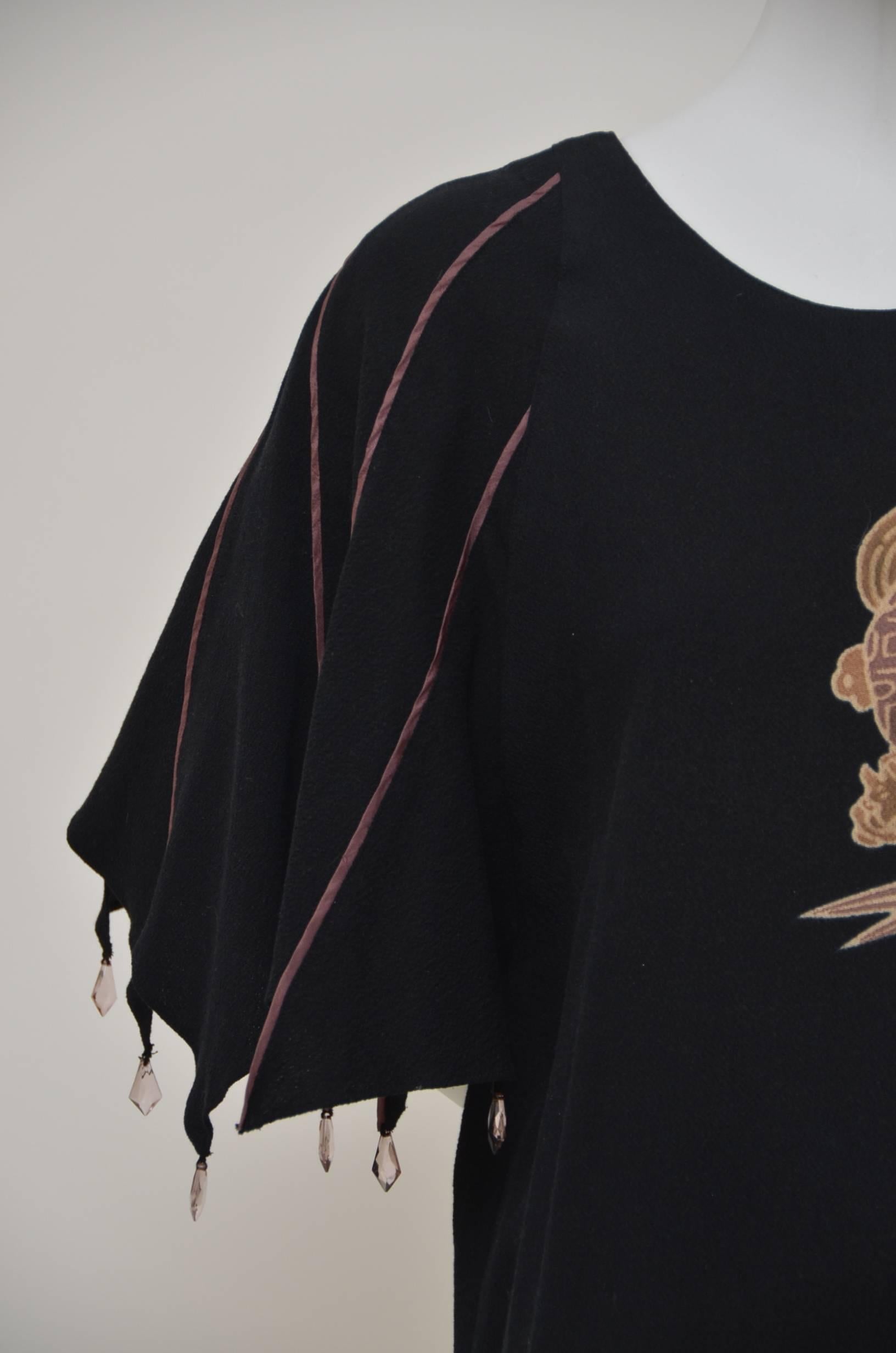 Black Midori Matsumoto  Long Dress Japanese Couture 1980's For Sale