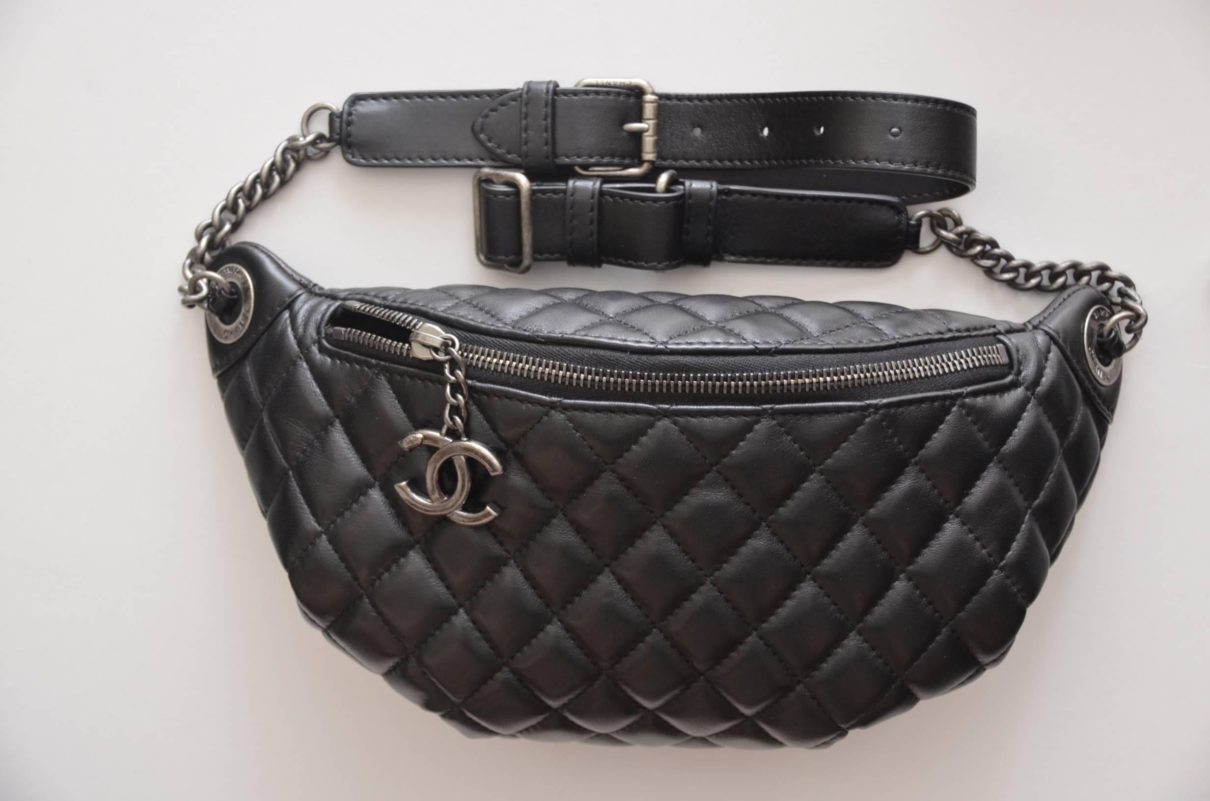 CHANEL Lambskin Black Waist Bag 2014  NEW  Fergie Love It ........ 3