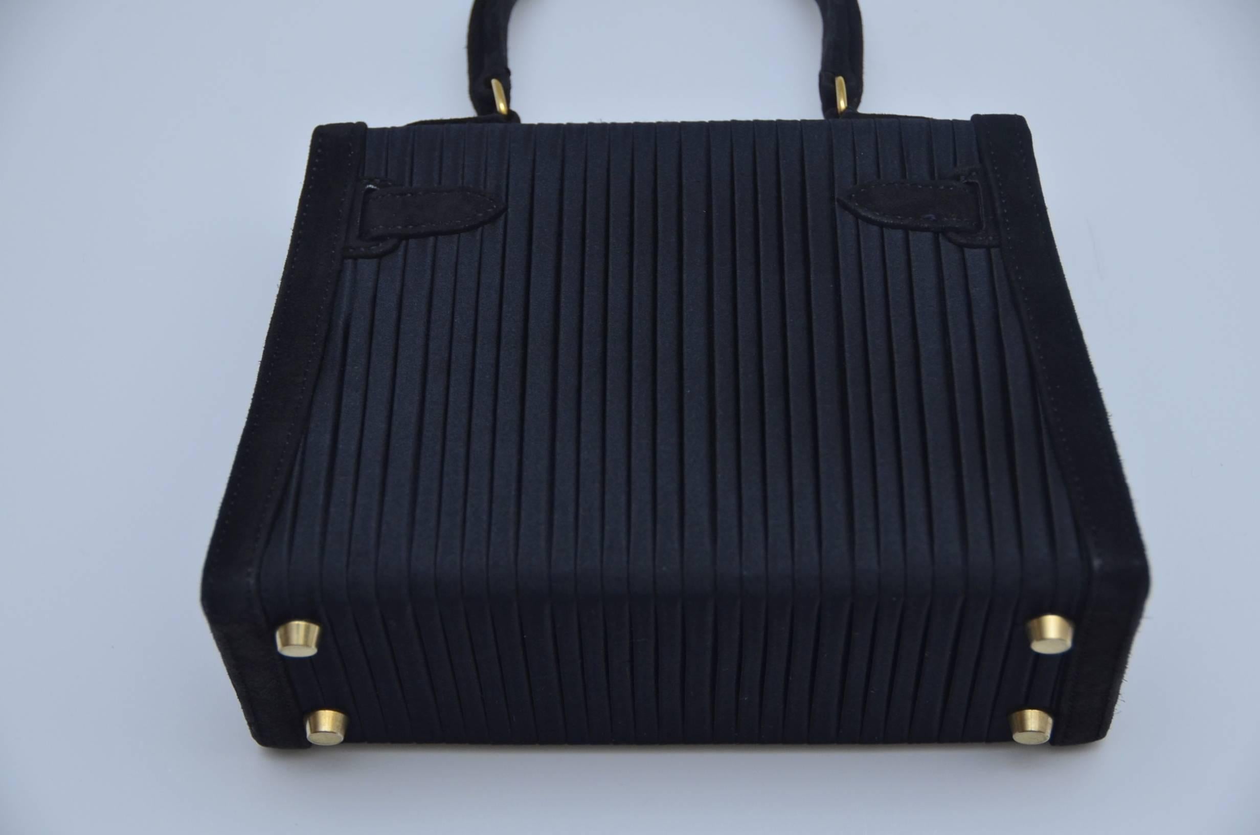  HERMES Mini Kelly Bag 20CM Black Pleated   Collectors Piece In Excellent Condition In New York, NY
