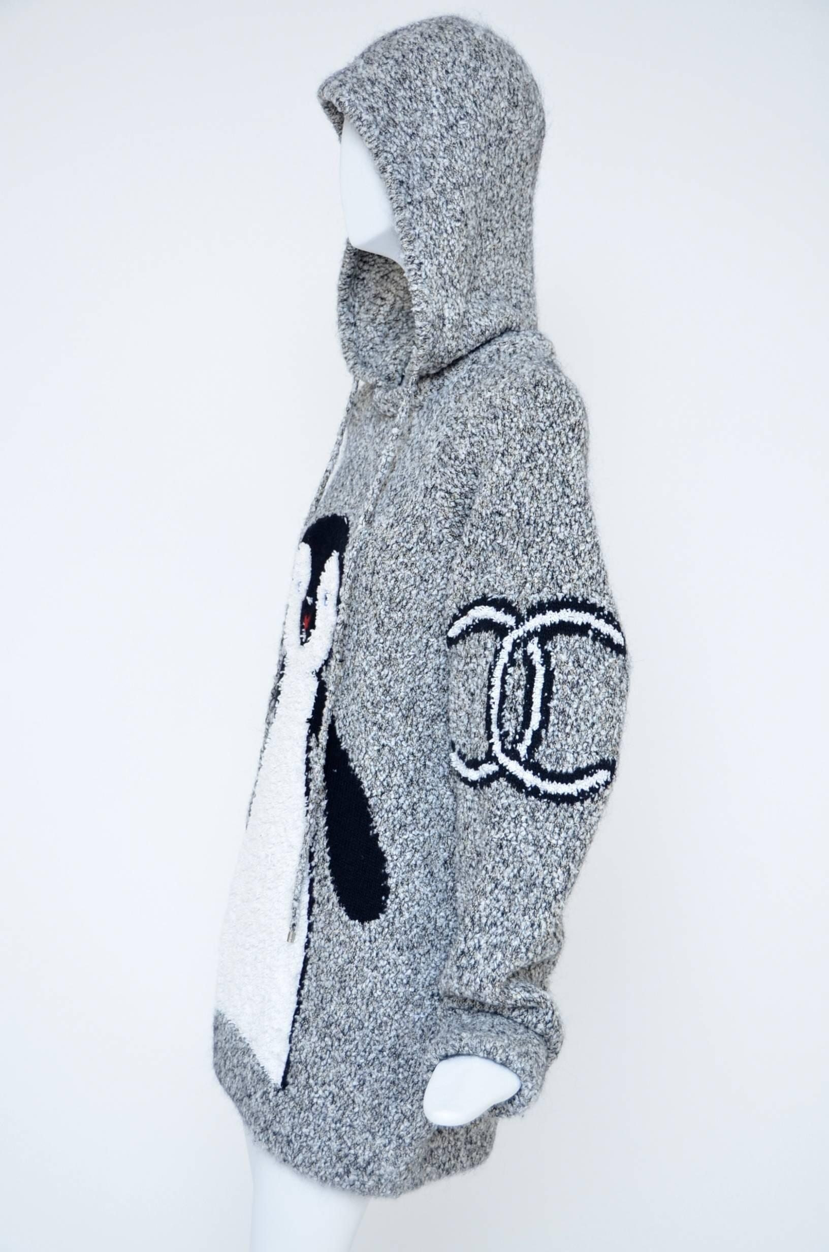 Chanel penguin oversized sweater .Runway 2007 collection.
It was worn by male model on the runway.This sweater is unisex.
Chanel rarely make men's collection and  this is really unique and hard to find piece.
Size 38 but it run little