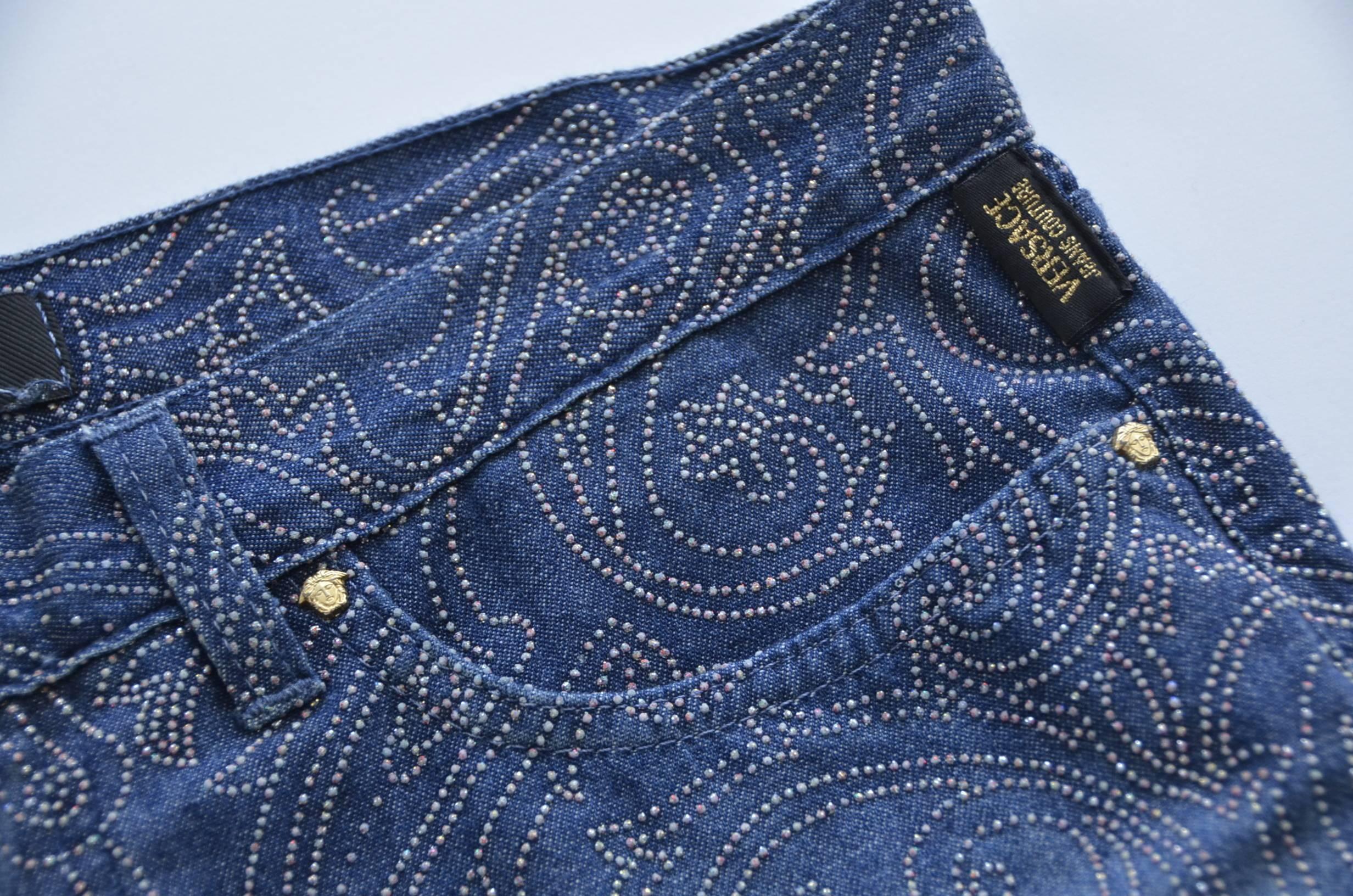 Gianni Versace With Mini Crystals/Studs   Jeans Couture Denim Jeans 31 NEW  2