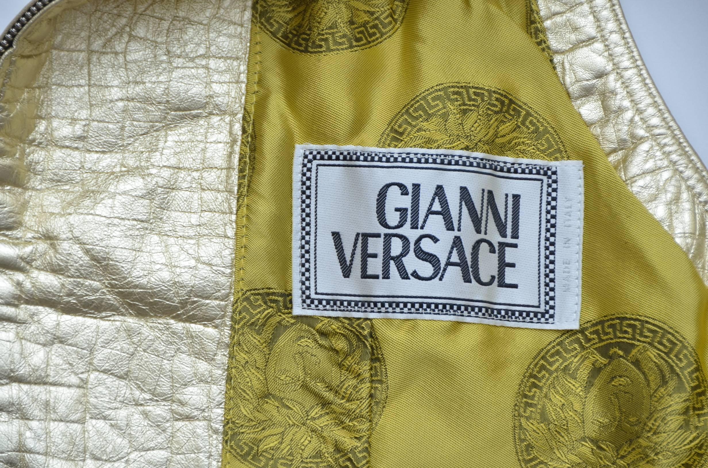 Gianni Versace Gold Soft Leather Croc Print  Vest  Mint 2