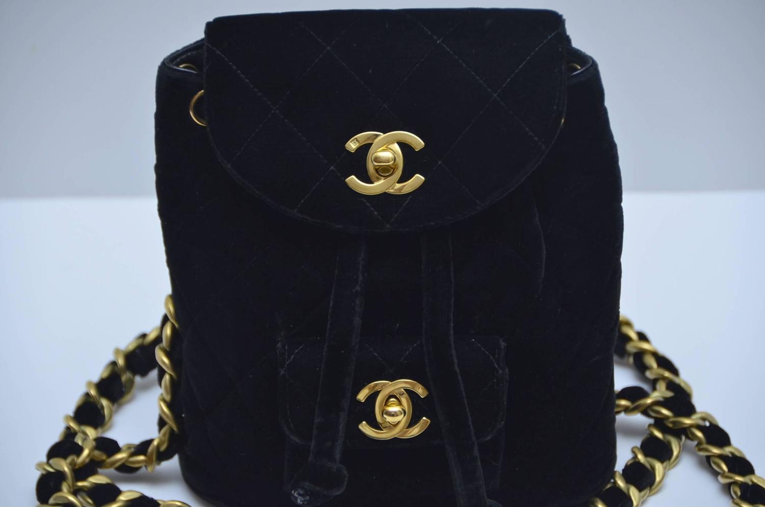 CHANEL Super Rare Mini Velvet Backpack 1990's MINT at 1stdibs