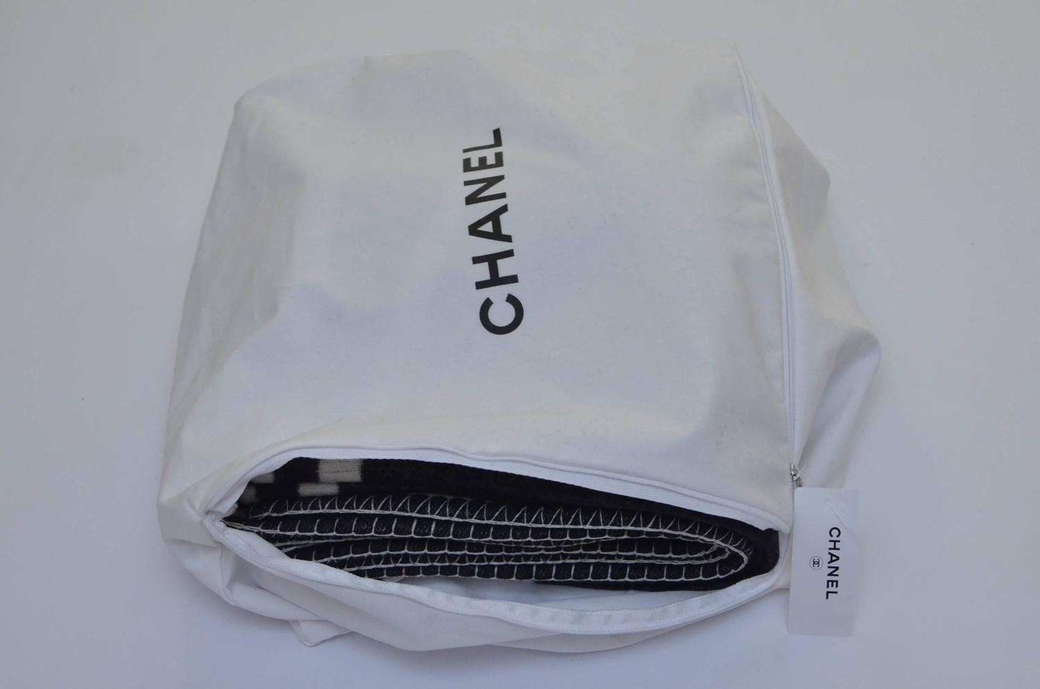 CHANEL Black and Off White Large CC Logo Travel Home Decor Throw Blanket NEW For Sale at 1stdibs