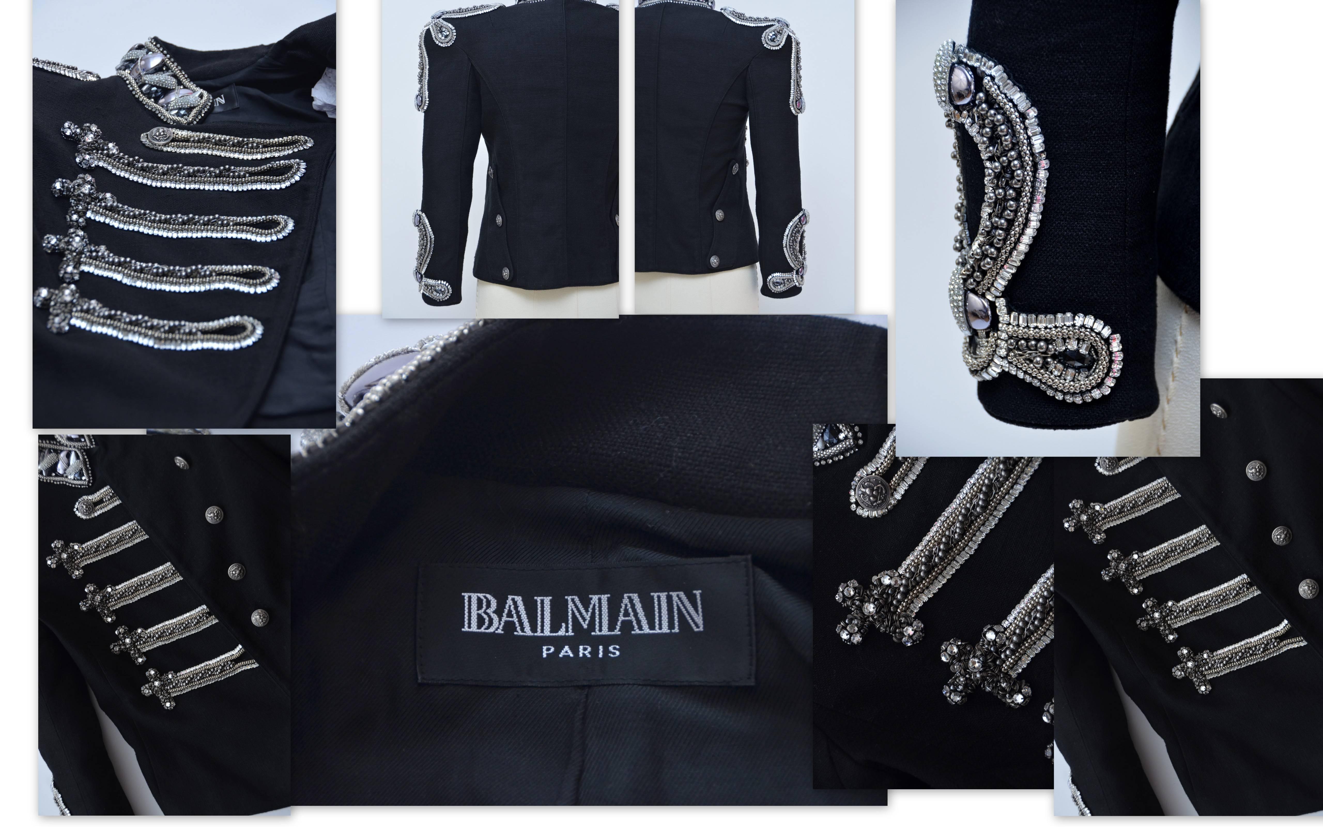 balmain crystal embellished jacket