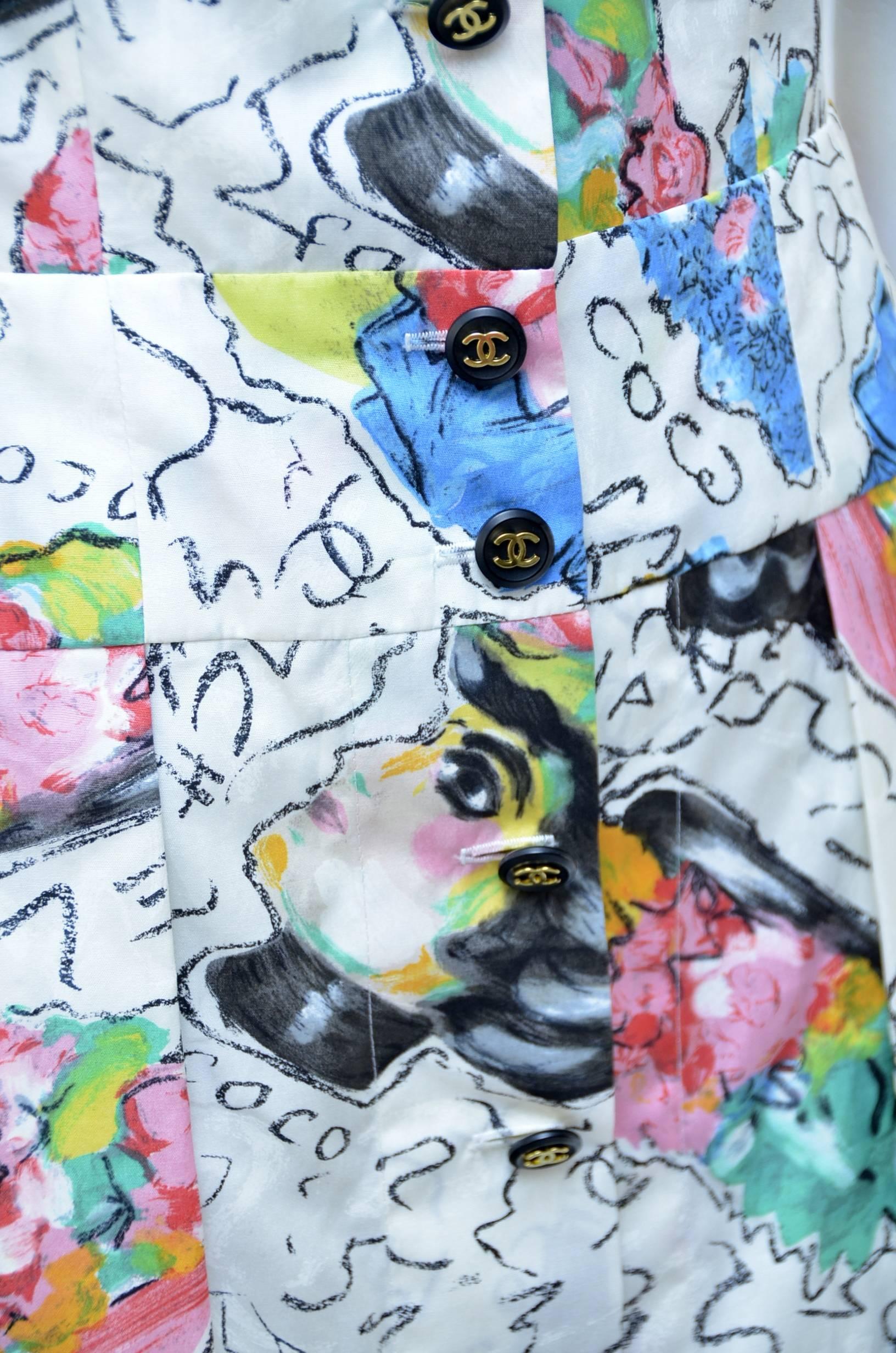 Women's or Men's CHANEL 1995 Coco Chanel Print Dress  New   40