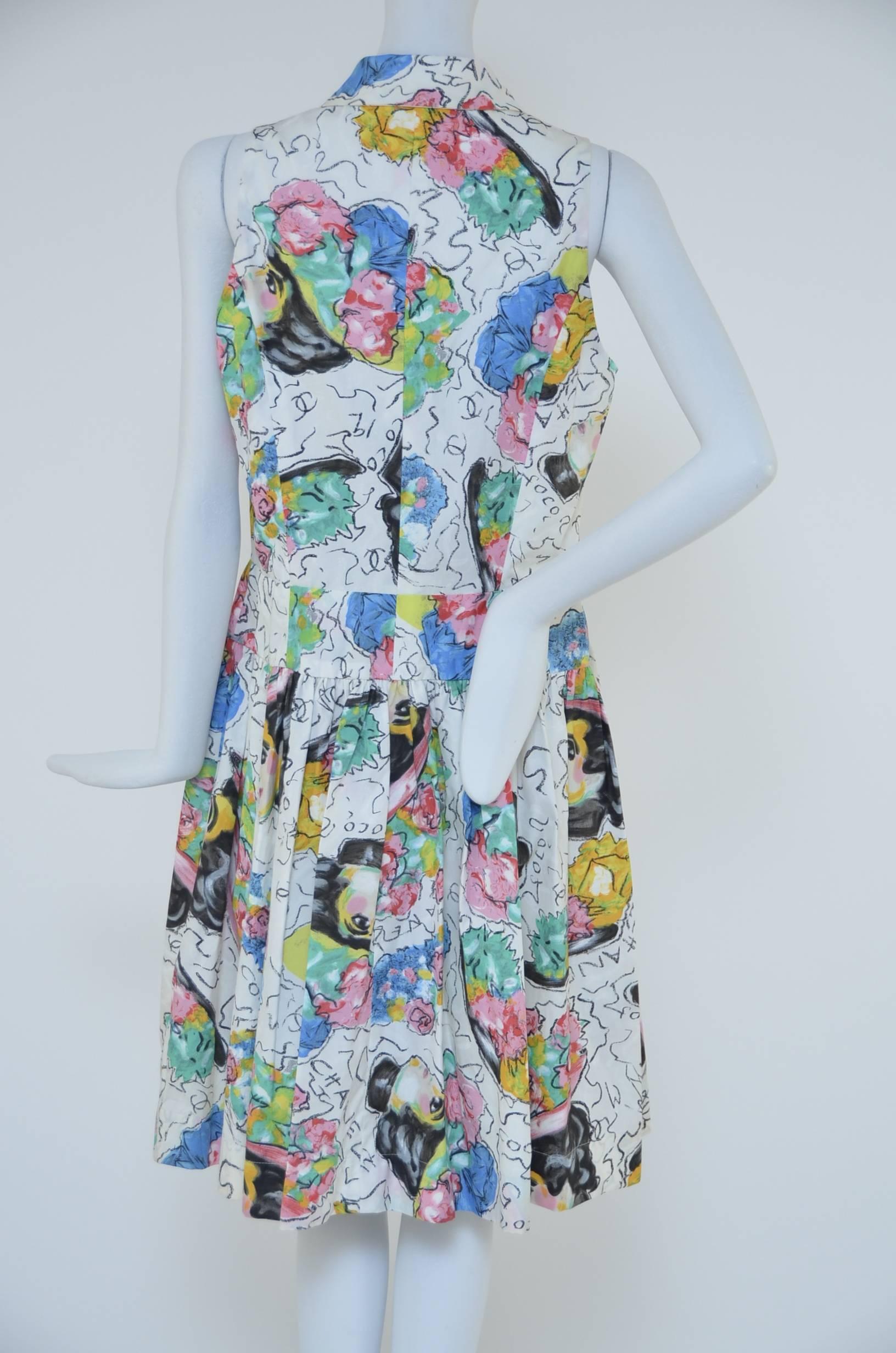CHANEL 1995 Coco Chanel Print Dress  New   40 1