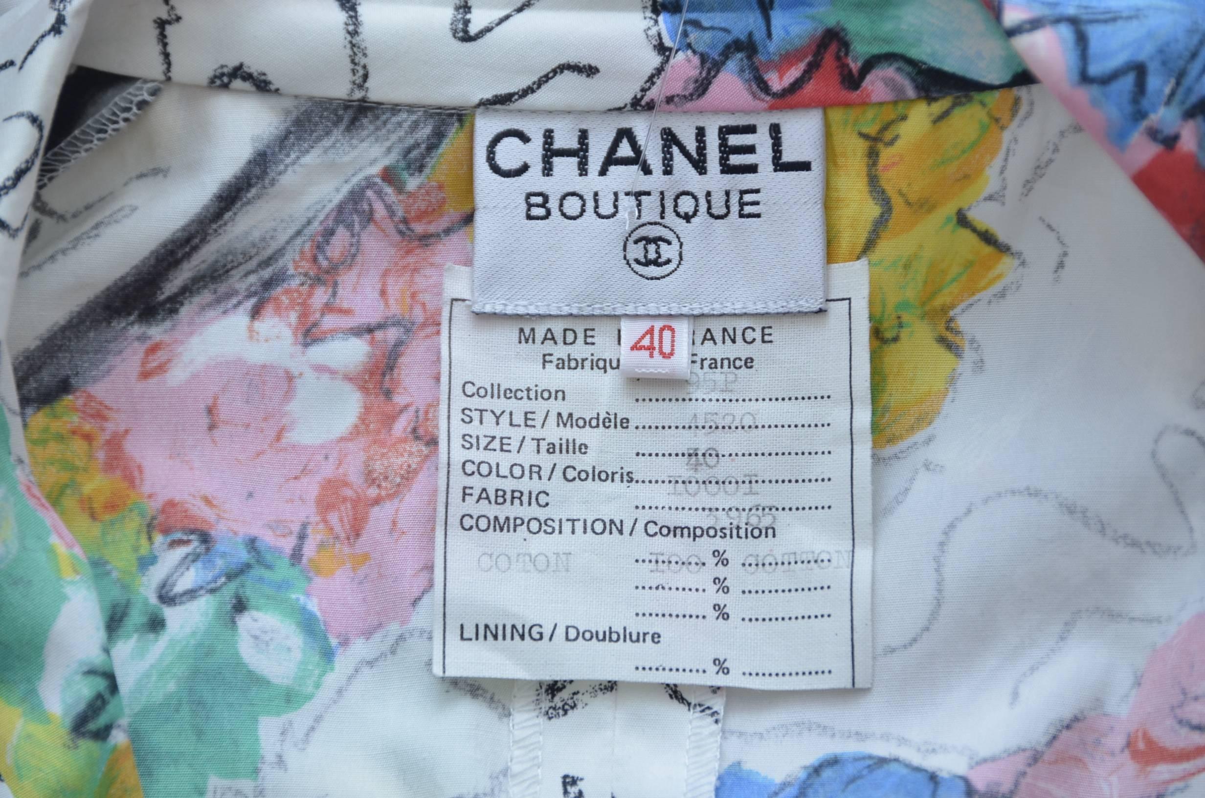CHANEL 1995 Coco Chanel Print Dress  New   40 2