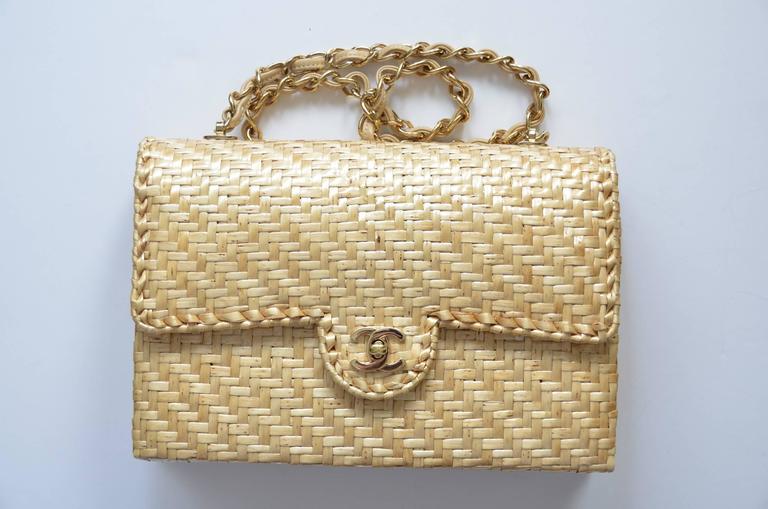 chanel straw clutch bag