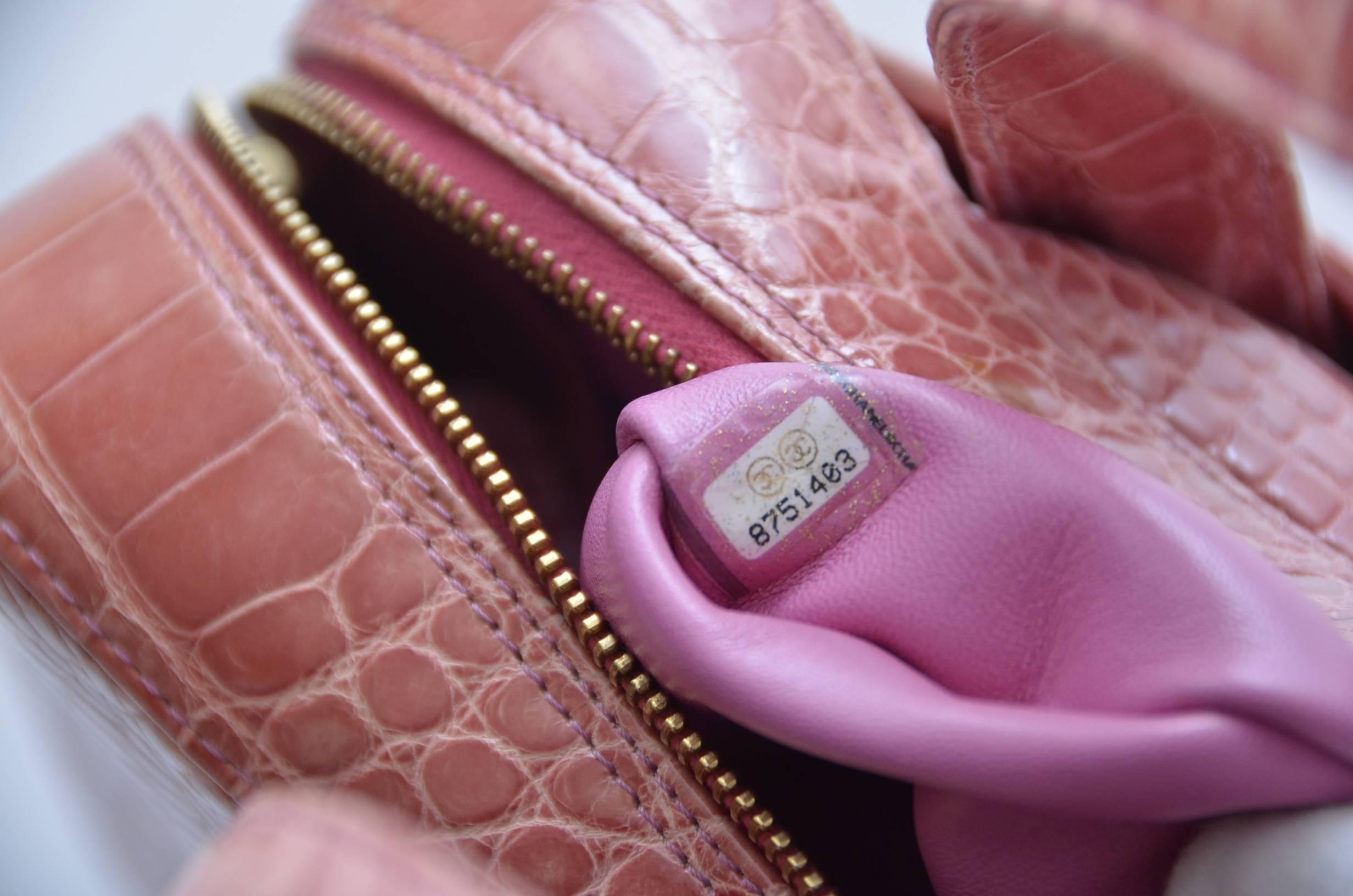 CHANEL Powder Pink Crocodile Handbag  In Excellent Condition In New York, NY