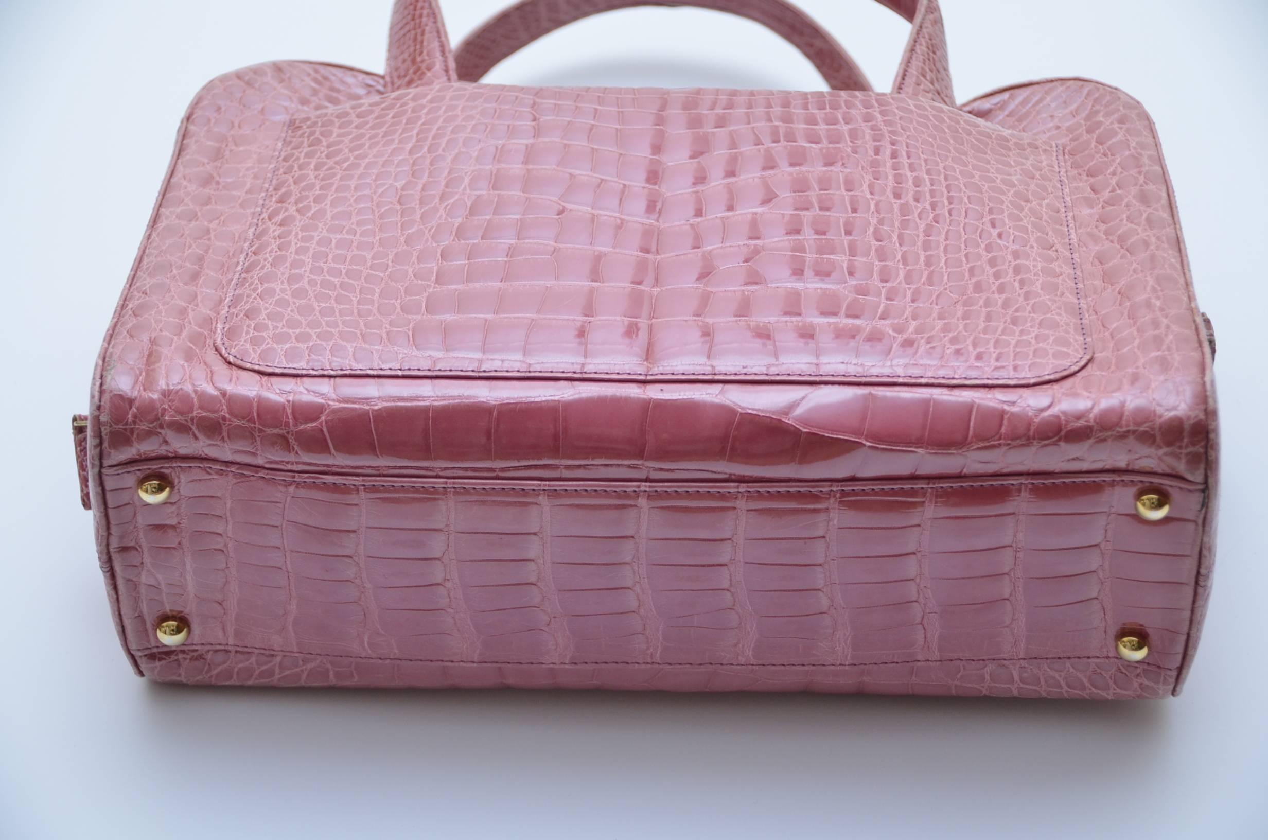 CHANEL Powder Pink Crocodile Handbag  1