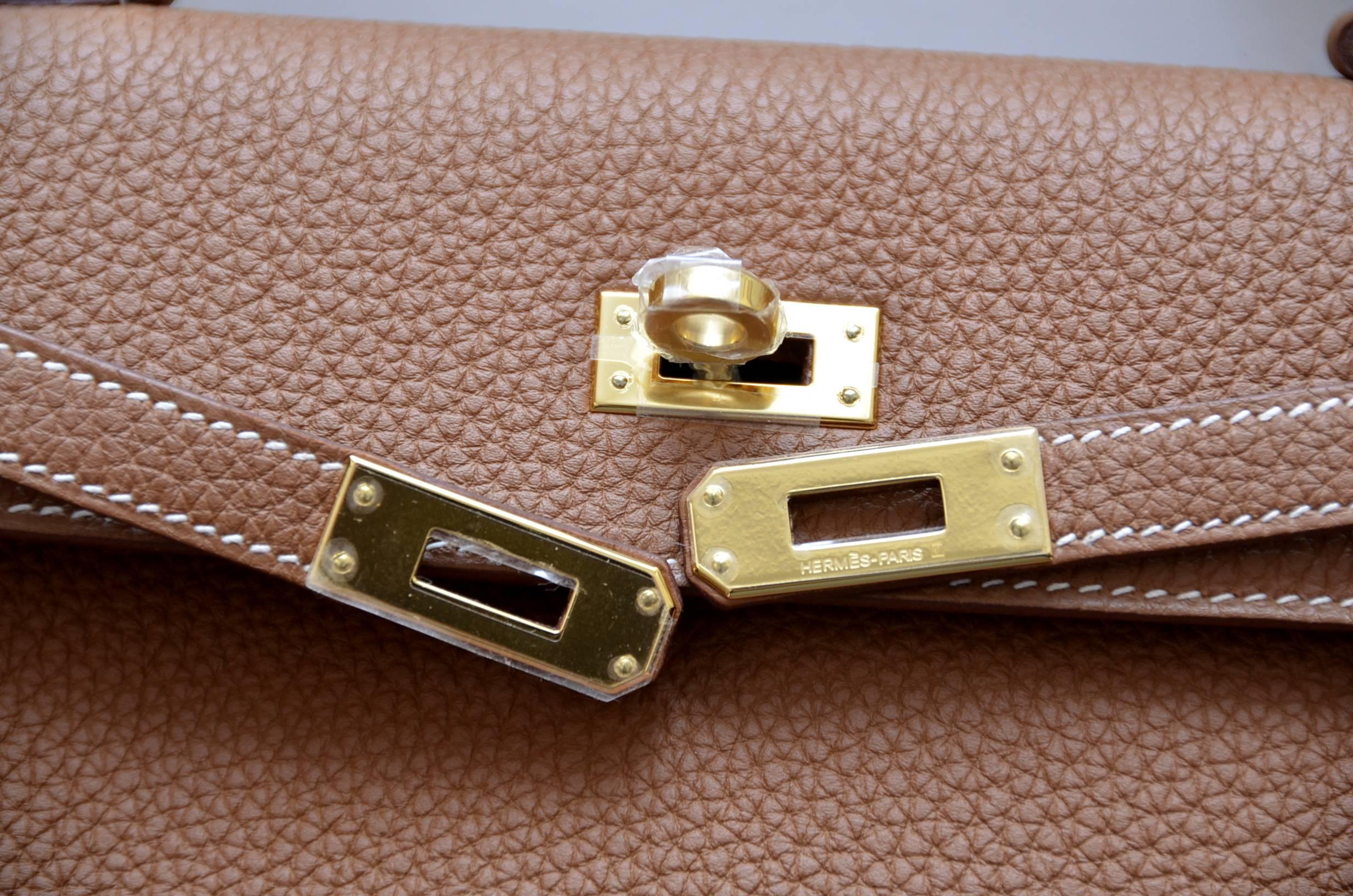 HERMES Kelly II  Retourne 25 CM Veau Togo Gold New In New Condition In New York, NY