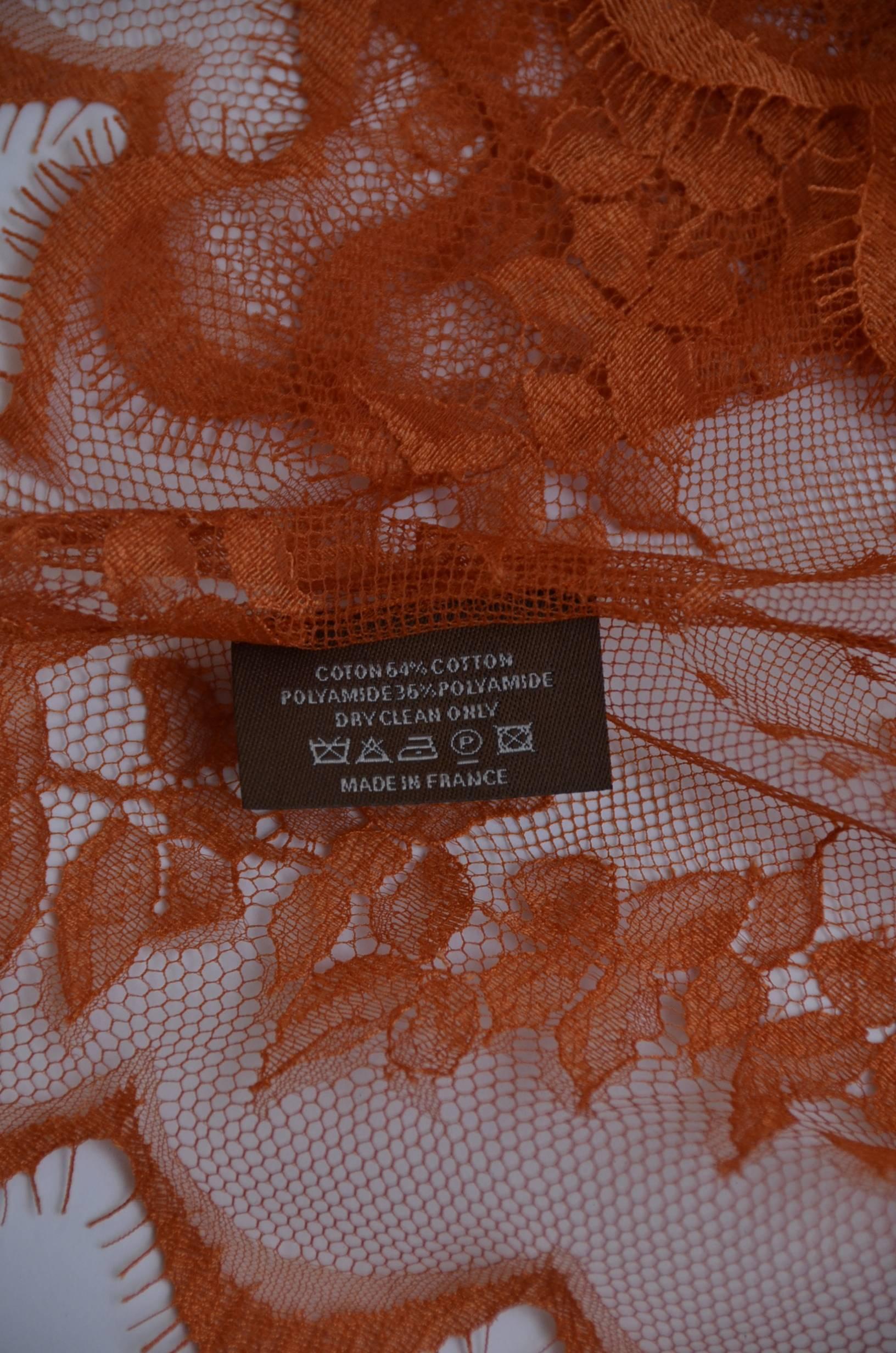 Amazing Rare HERMES Lace Scarf With Hermes Paris Embroidery New at 1stDibs