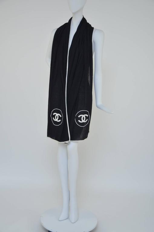 CHANEL Cashmere/Silk Large Scarf With 2 Embroidered CC NEW at 1stDibs