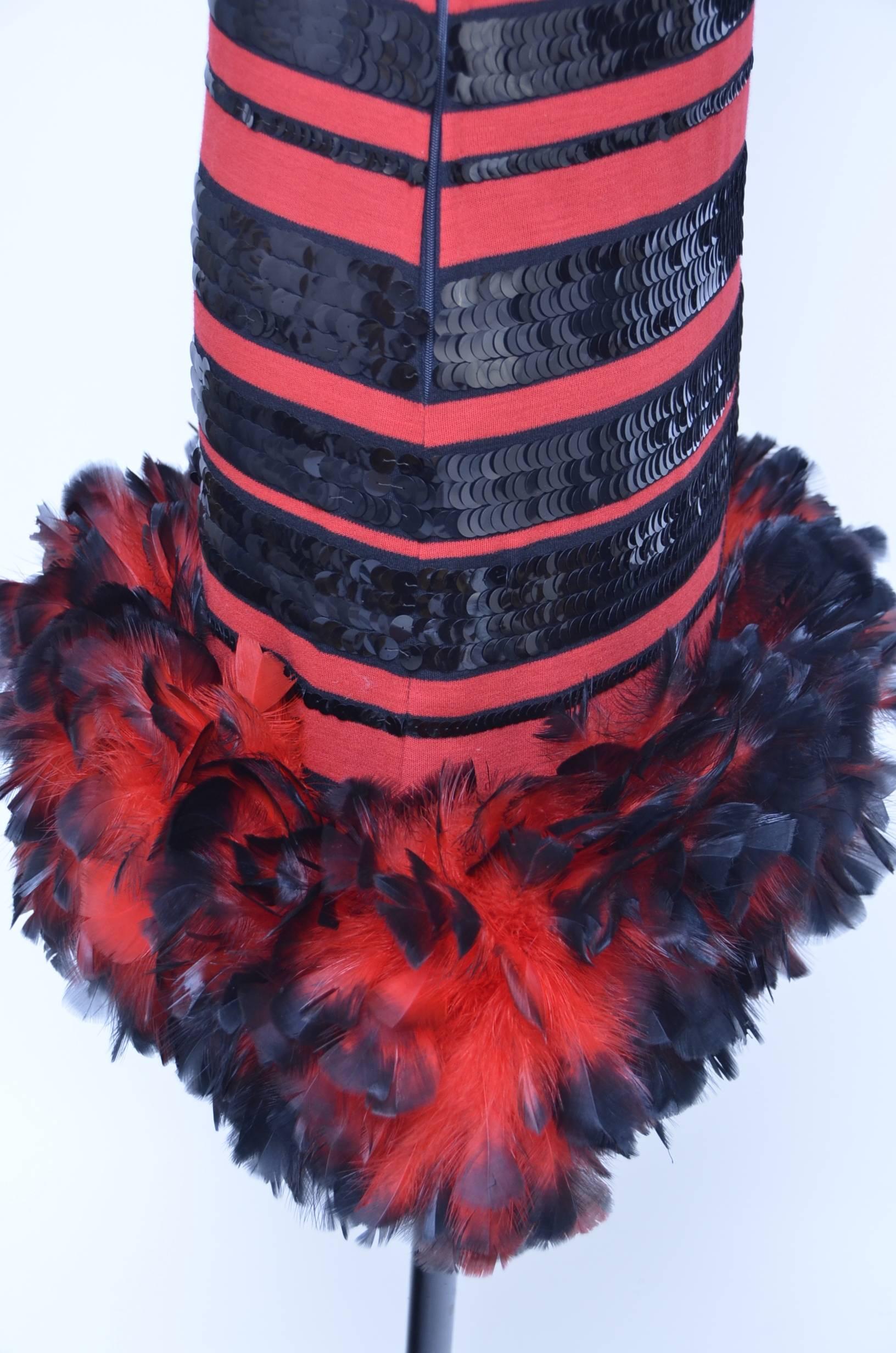 Michaele  Vollbracht Feathers And Sequins Dress, 1980s  For Sale 1
