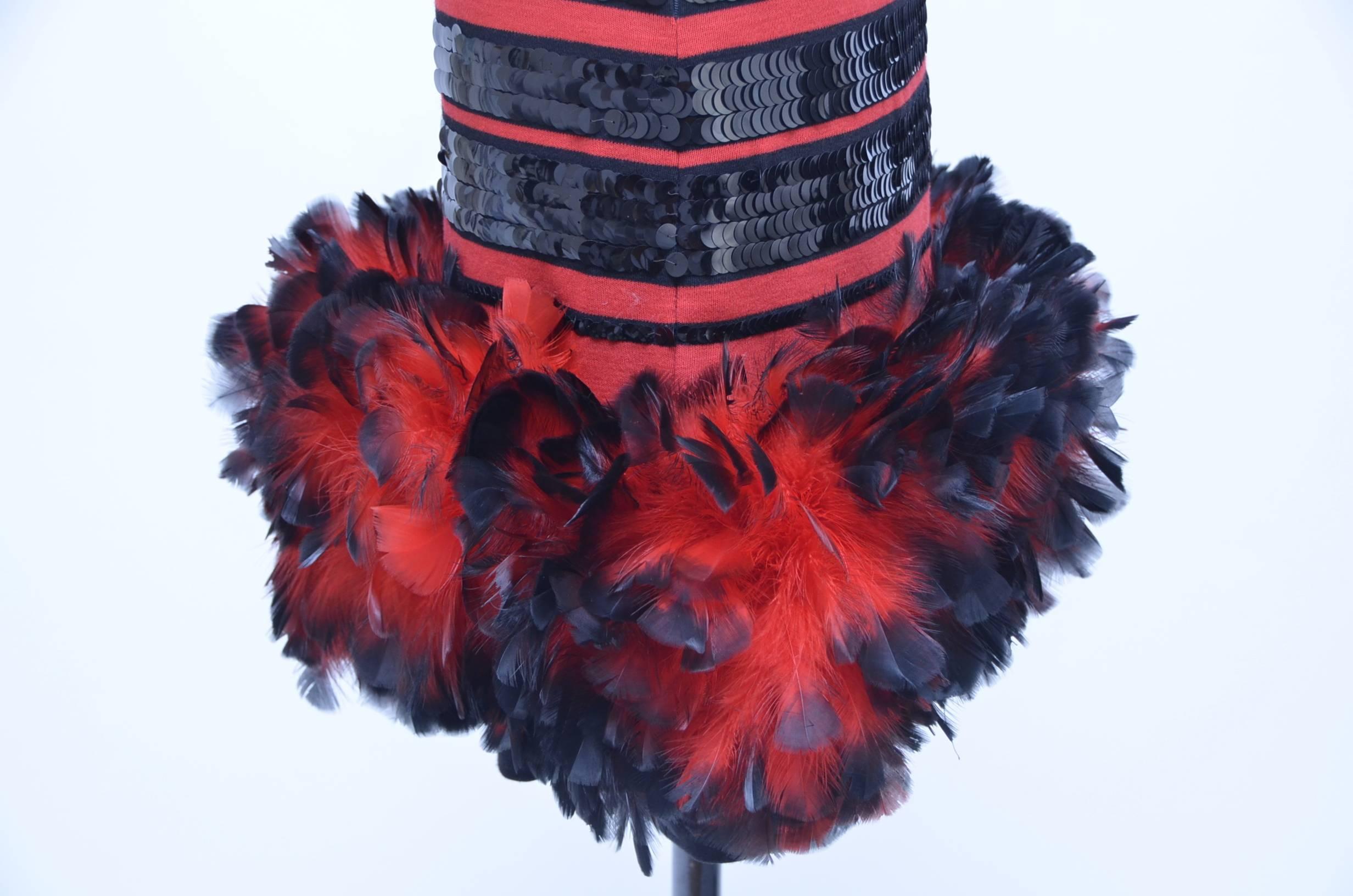 Michaele  Vollbracht Feathers And Sequins Dress, 1980s  For Sale 3