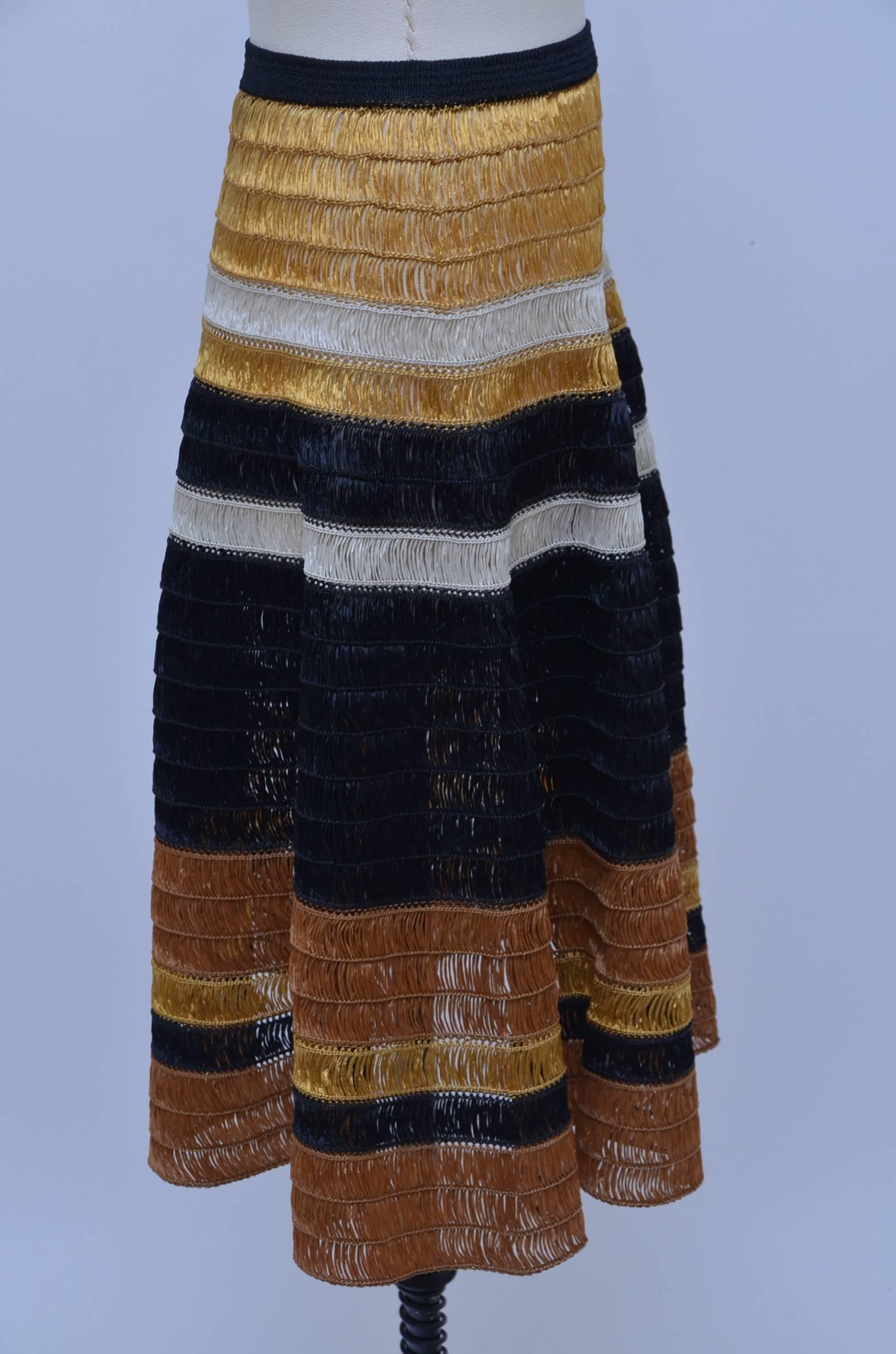 PROENZA SCHOULER Marigold Stripe RAFFIA  Knit Skirt  NEW 1