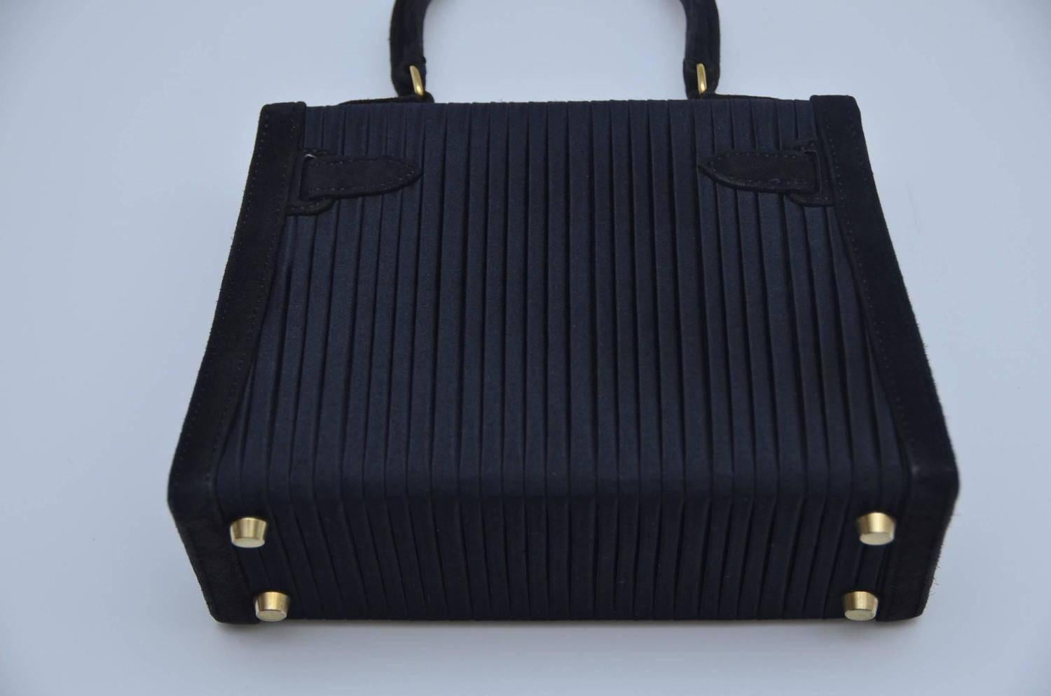  HERMES Mini Kelly Bag 20CM Black Pleated   Collectors Piece Mint In Excellent Condition In New York, NY