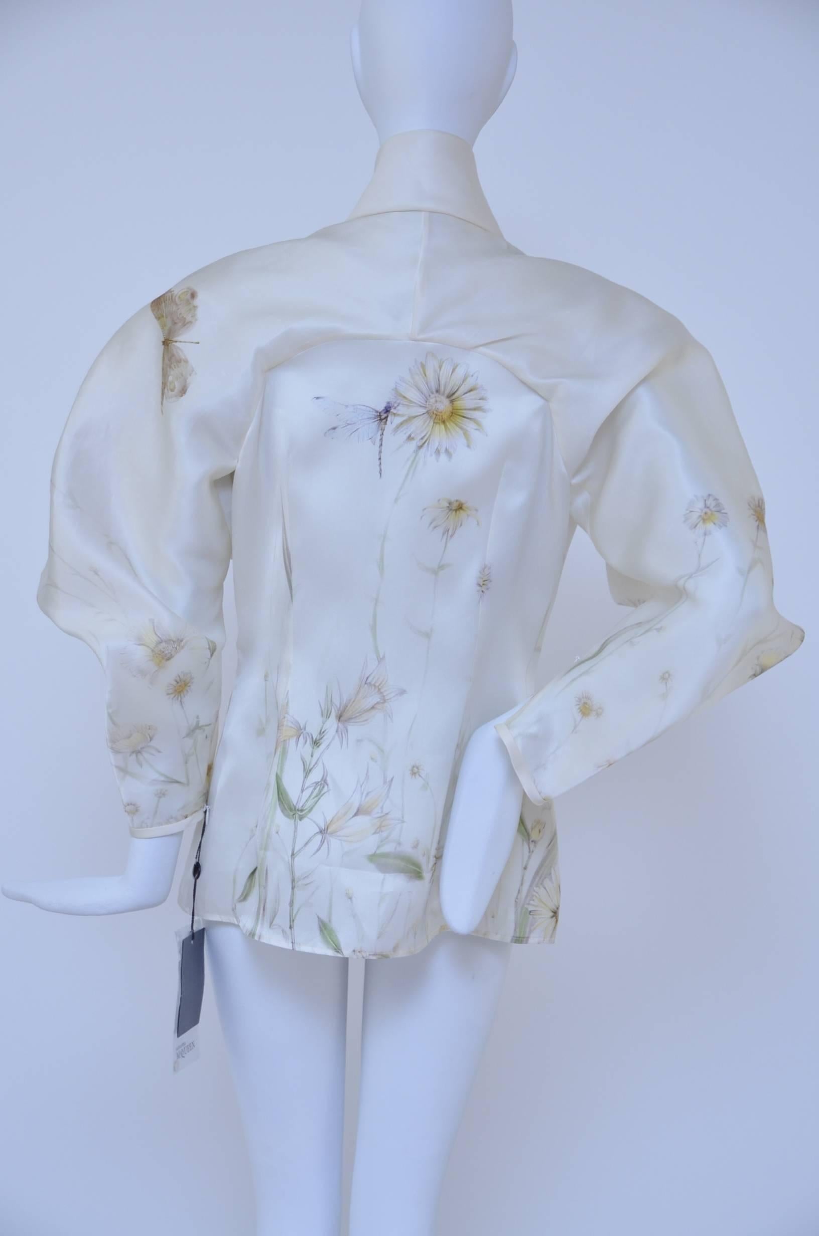 Women's Alexander McQueen Spring 2009  Runway Silk Shirt NEW  40