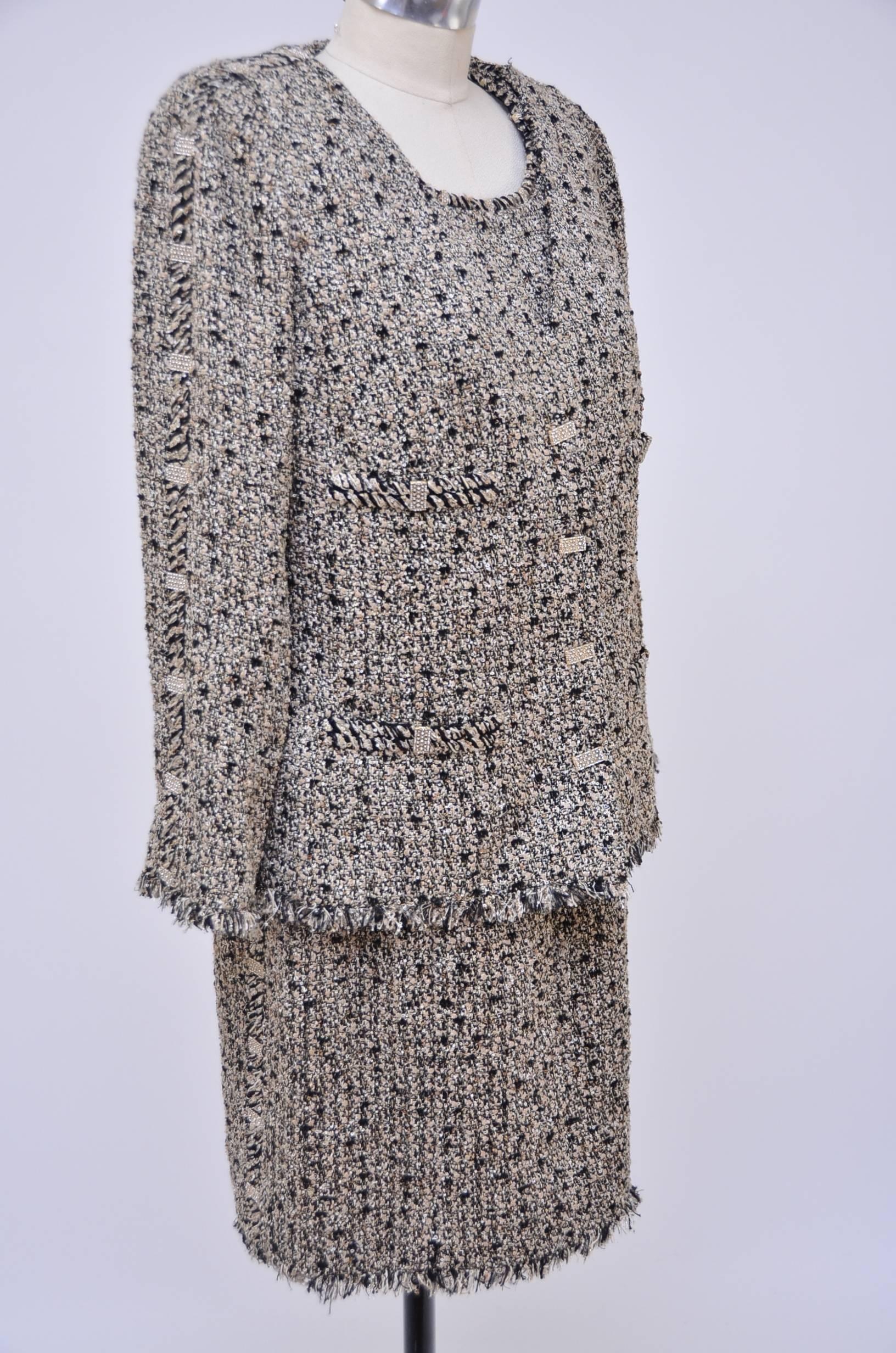 CHANEL Haute Couture Tweed Dress With Matching Jacket   Beautiful..... In Excellent Condition In New York, NY