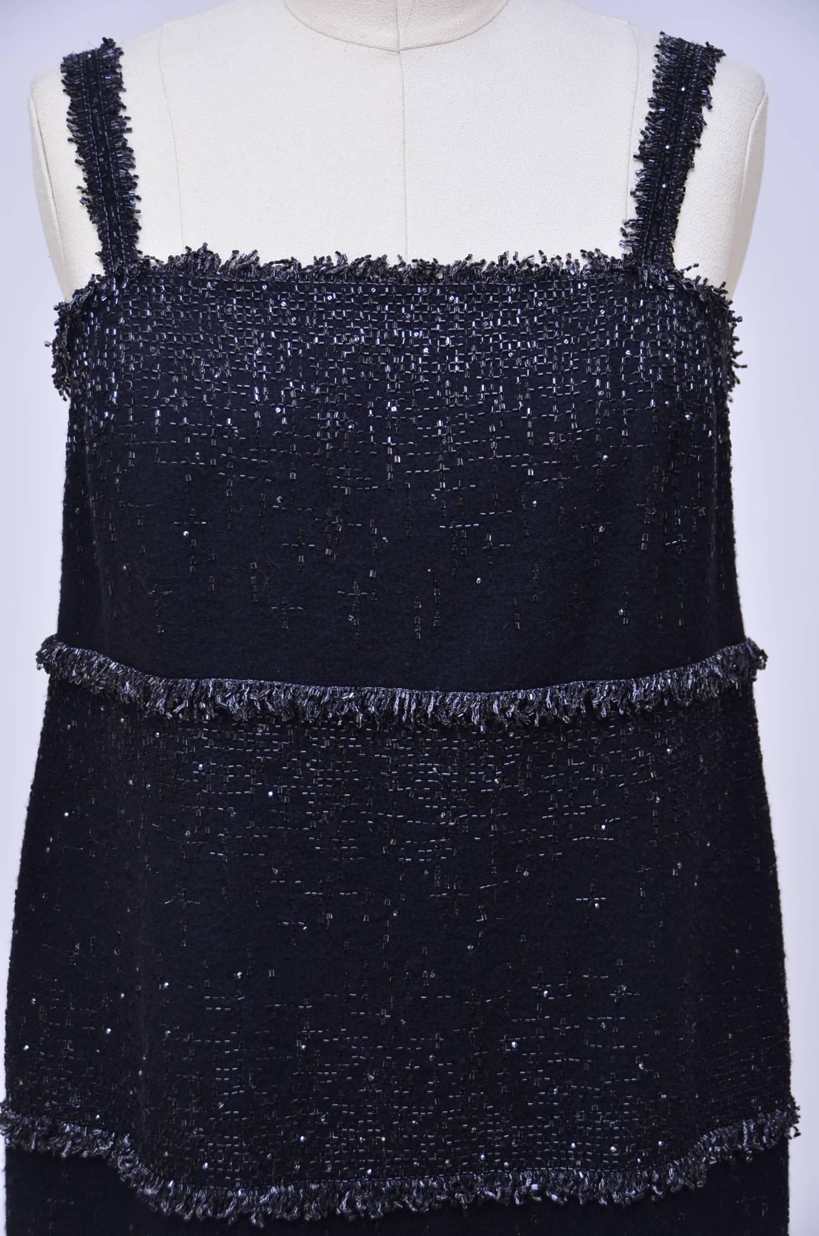 CHANEL Haute Couture Beaded Embellished Tweed   Dress   Mint In Excellent Condition In New York, NY