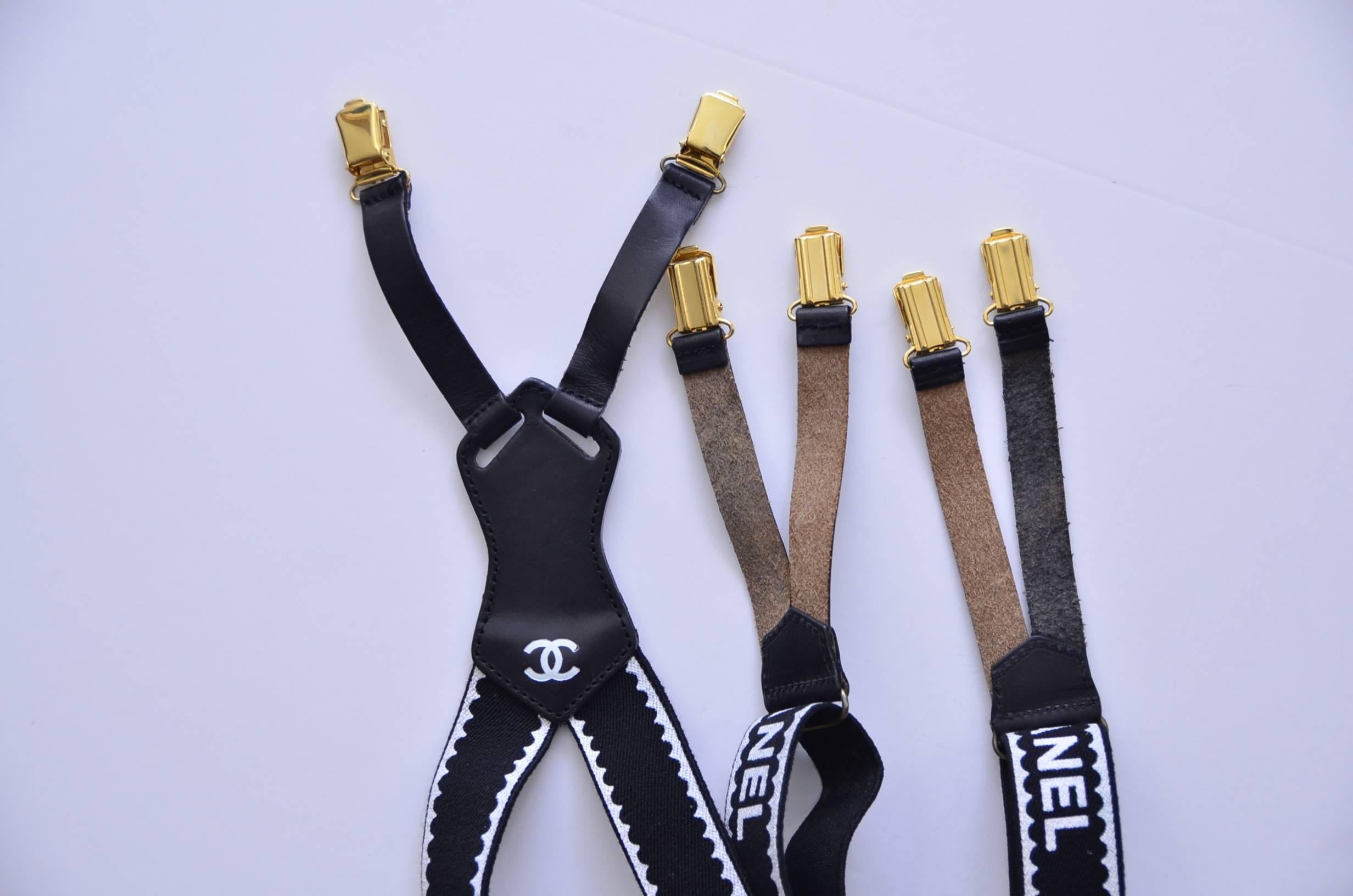 Chanel Black Vintage Suspenders   Mint In Excellent Condition In New York, NY