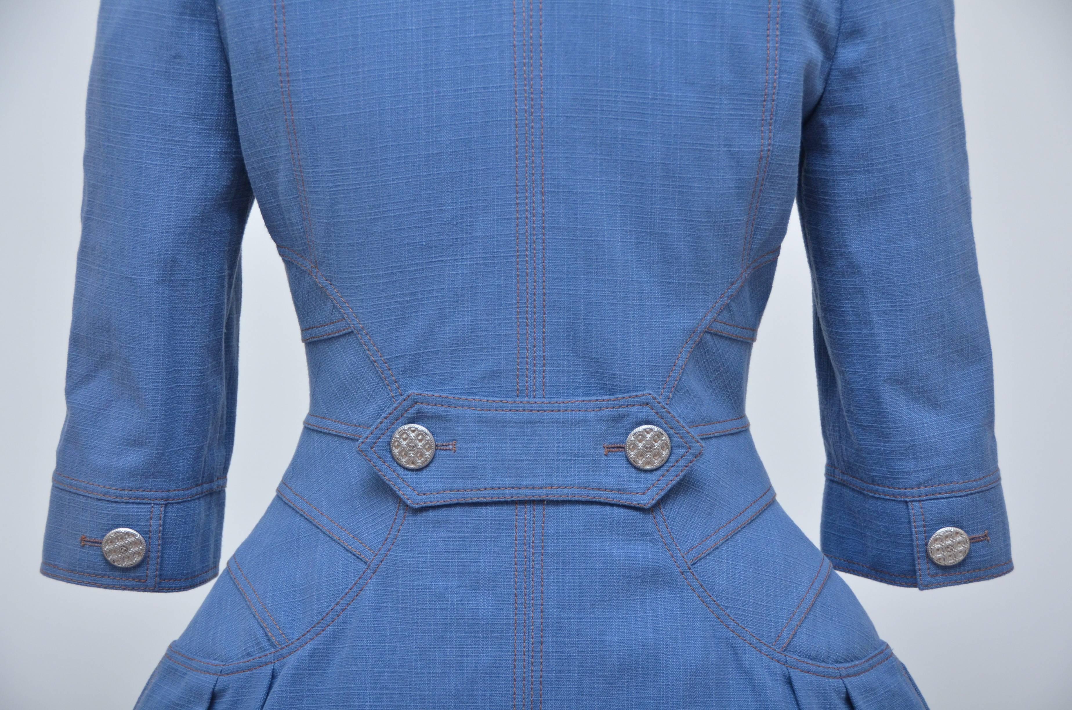 Blue Amazing CHANEL Versailles 2013 Denim Dress $6820         NEW 36