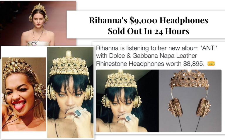 Dolce and Gabbana Gold Crown Headphones Seen On Rita Ora X Rihanna SOLD OUT  In 24h at 1stDibs | dolce and gabbana crown headphones, dolce and gabbana  headphones, rihanna crown headphones