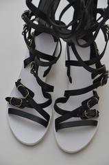 Balenciaga Black Leather Gladiator Sandals  NEW SZ 40