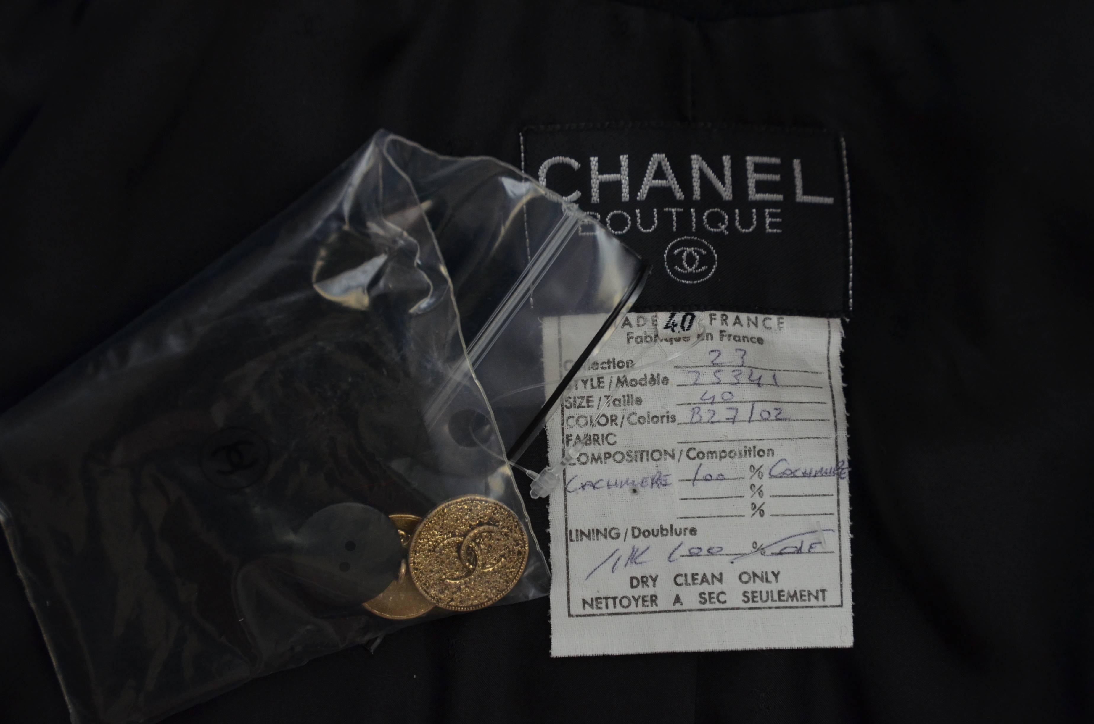 CHANEL Black Cashmere  Cocoon Coat  Mint   40 2