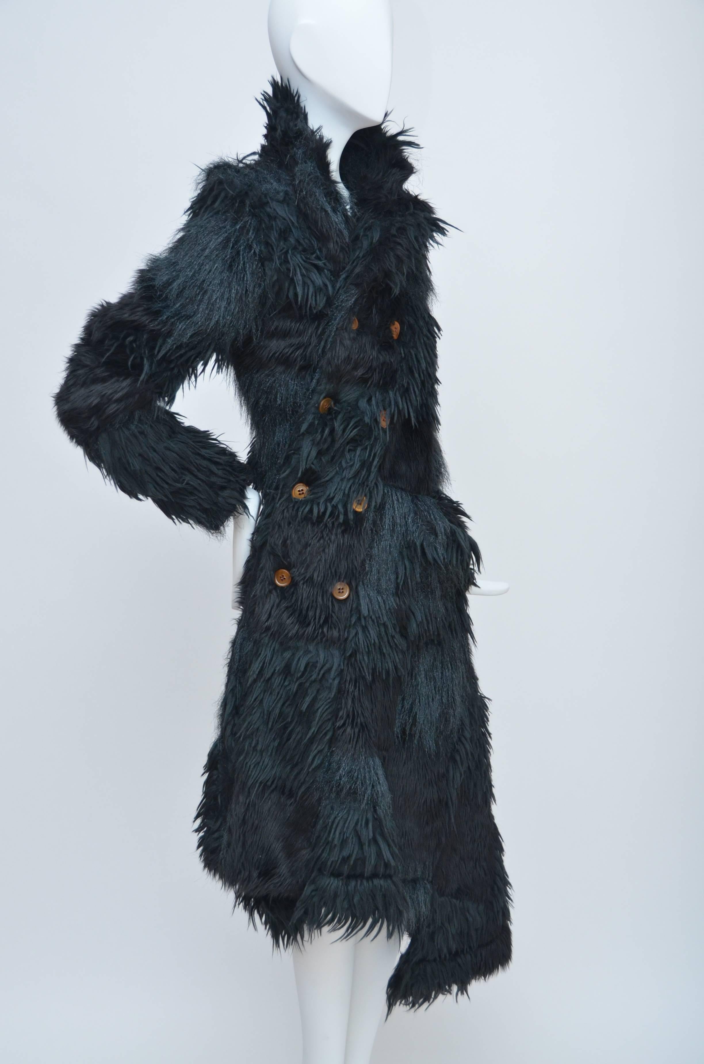 Black Comme Des Garcons  Faux  Fur Coat Metropolitan Museum NY, AD 2002  