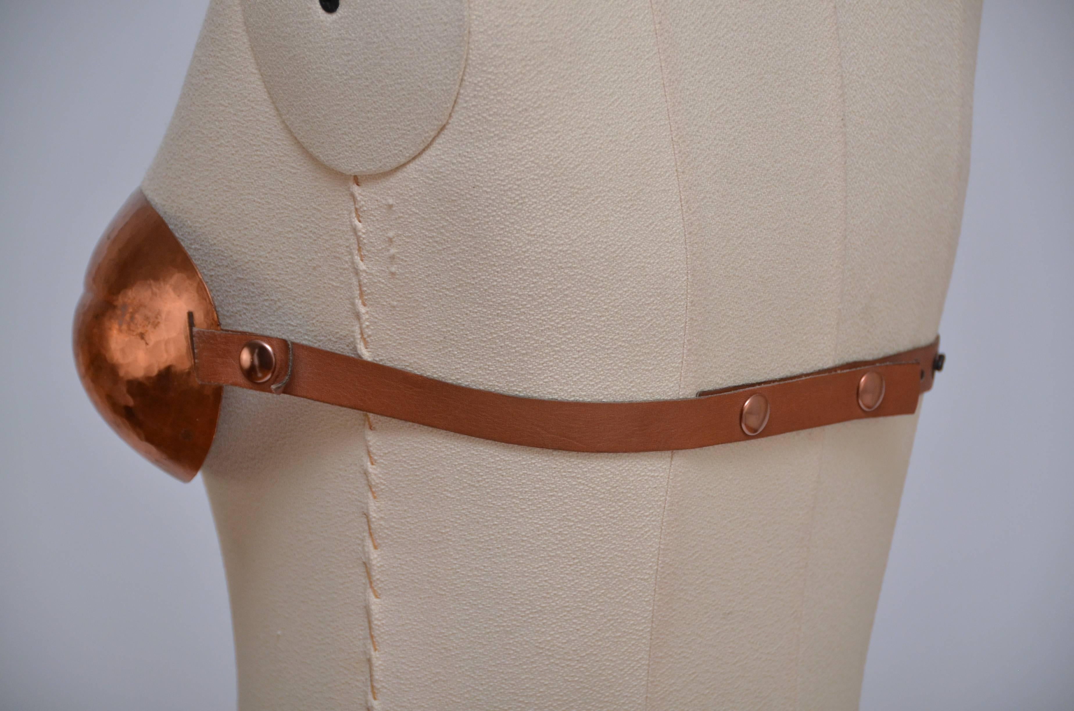 Brown Krizia Metal  Red Copper Bra With Leather Straps, 1980s  