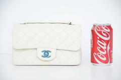 CHANEL '17  Rectangular New Mini Pearl White  Caviar Light Gold SOLD OUT NEW