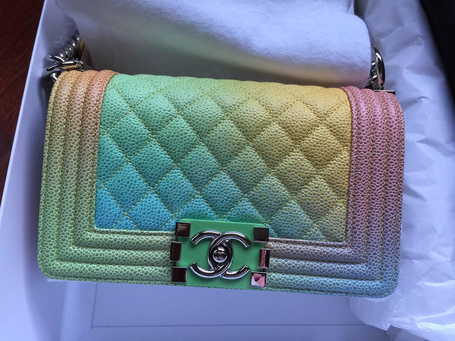 Chanel Rainbow Chanel Boy Handbag Small &#39;17 Crossbody NEW Sold Out For Sale at 1stdibs