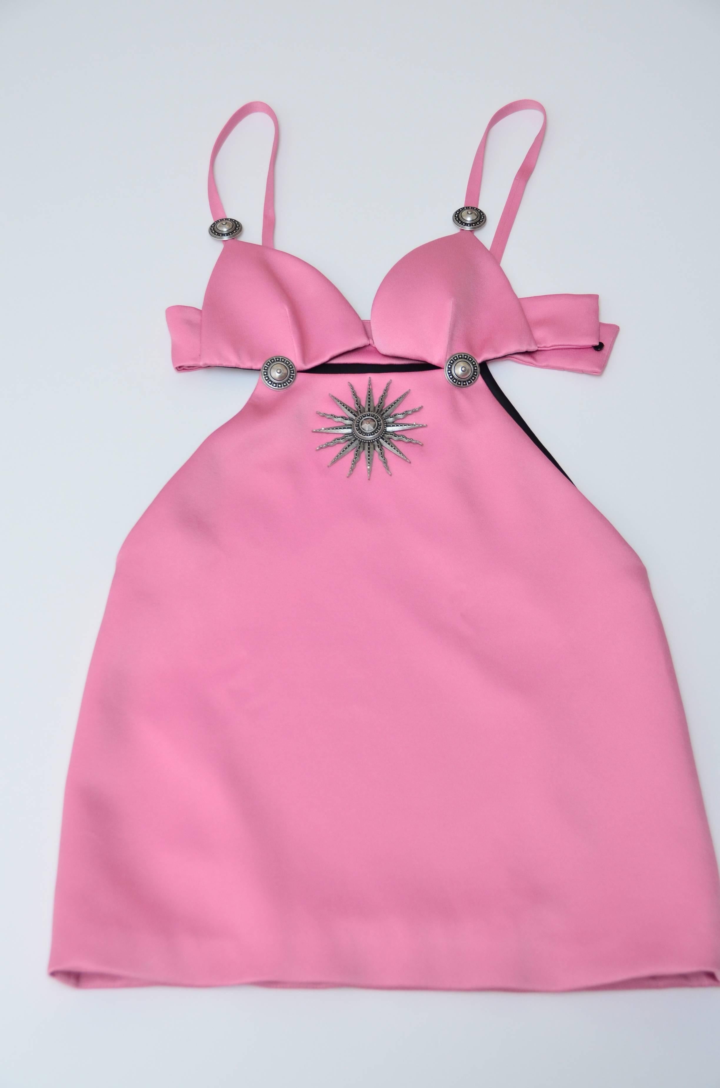 Pink Fausto Puglisi 2016 Embellished Mini Dress Seen On Jennifer Lopez NEW 1