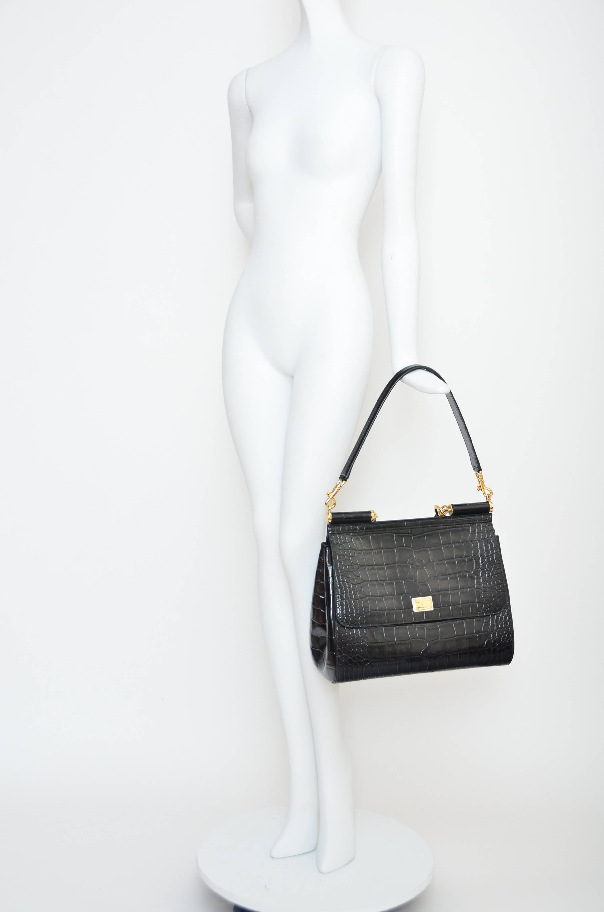 Dolce & Gabbana Crocodile  Handbag Large Miss Sicily MINT  3