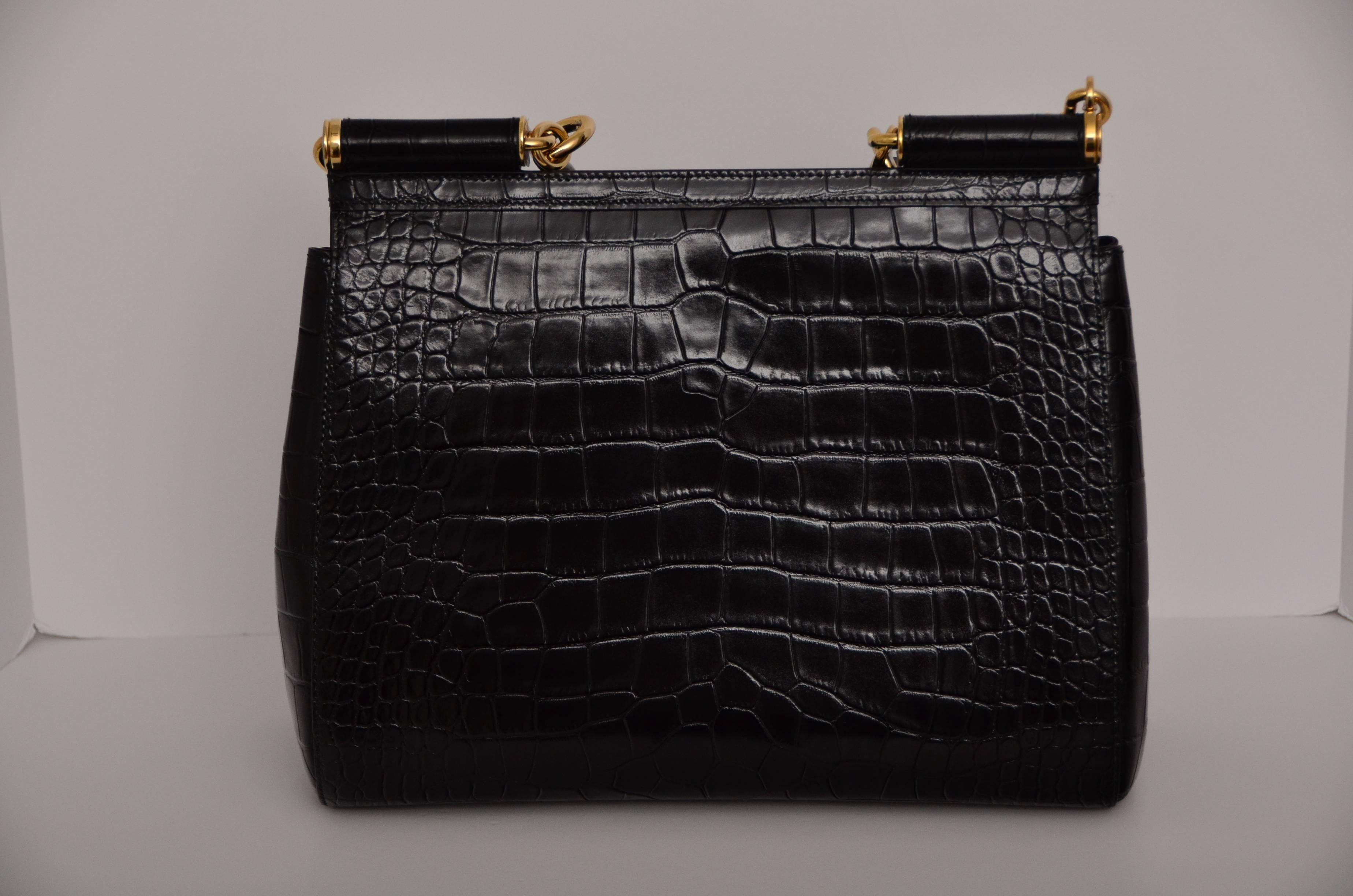 Dolce & Gabbana Krokodil  Handtasche Große Miss Sicily MINT im Zustand „Hervorragend“ in New York, NY