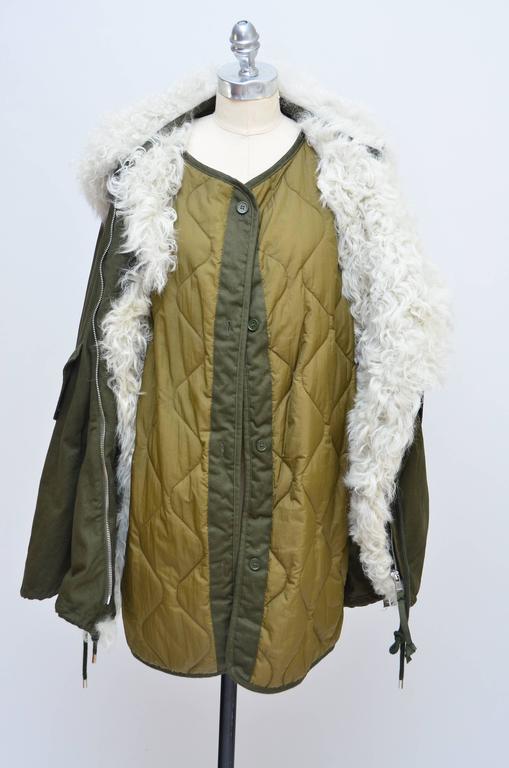 Balenciaga Oversized Shearling-Lined Cotton-Twill Parka 36  Mint In Excellent Condition In New York, NY