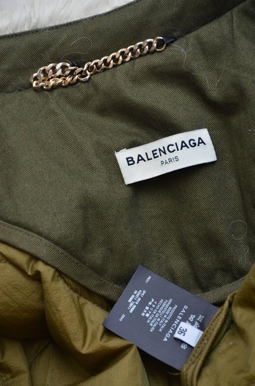 Balenciaga Oversized Shearling-Lined Cotton-Twill Parka 36  Mint 1