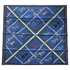 Hermes-Schal 90 CM  Carre Double Face Courvertures  GB/BLEU/GOLD/NOIR  NEU