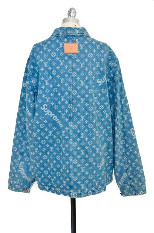 Louis Vuitton x Supreme Denim Barn Jacket Monogram Size 52 NWT LIMITED For Sale at 1stdibs